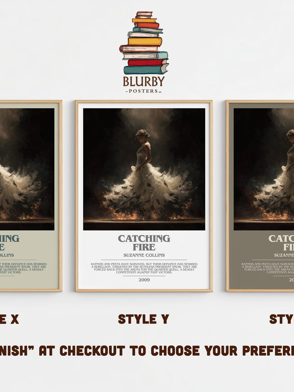 Catching Fire bookish print in frame leaning in hallway – poetry wall art