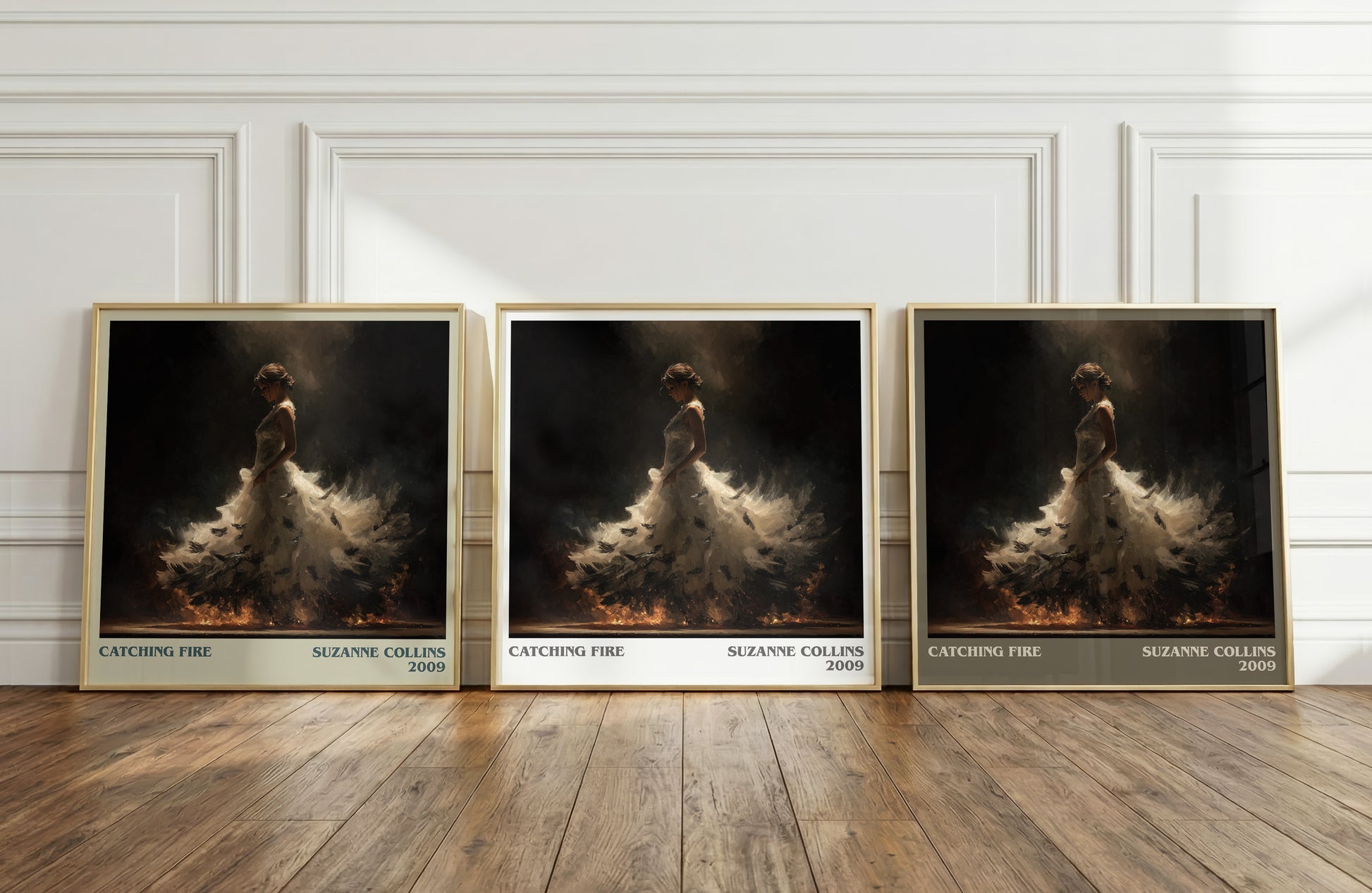 Catching Fire literary print framed by window – literary home decor