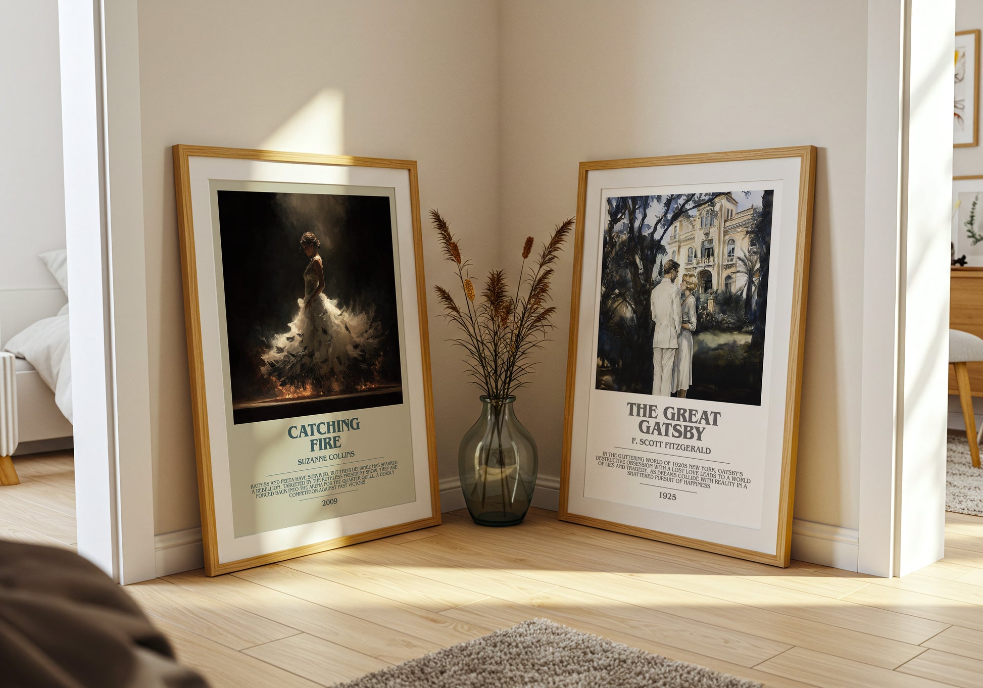 Catching Fire bookish book poster framed on wall – poetry wall art