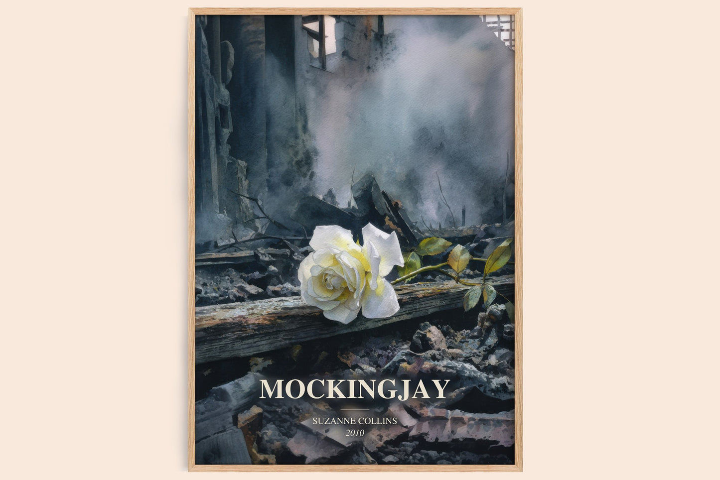 Mockingjay watercolour book poster by Suzanne Collins – framed literary art print