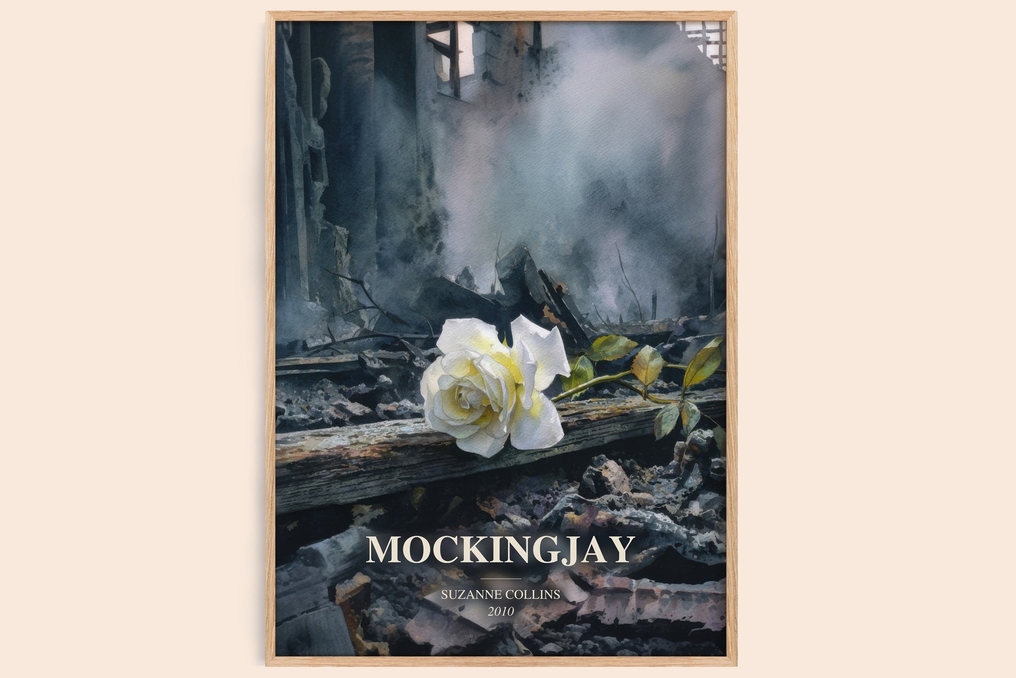 Mockingjay watercolour book poster by Suzanne Collins – framed literary art print