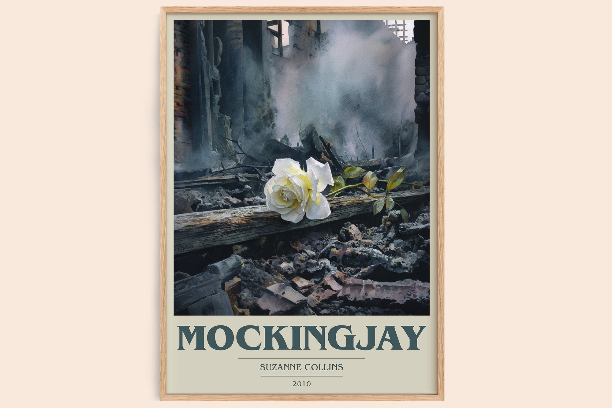 Mockingjay book cover book poster by Suzanne Collins – framed literary art print