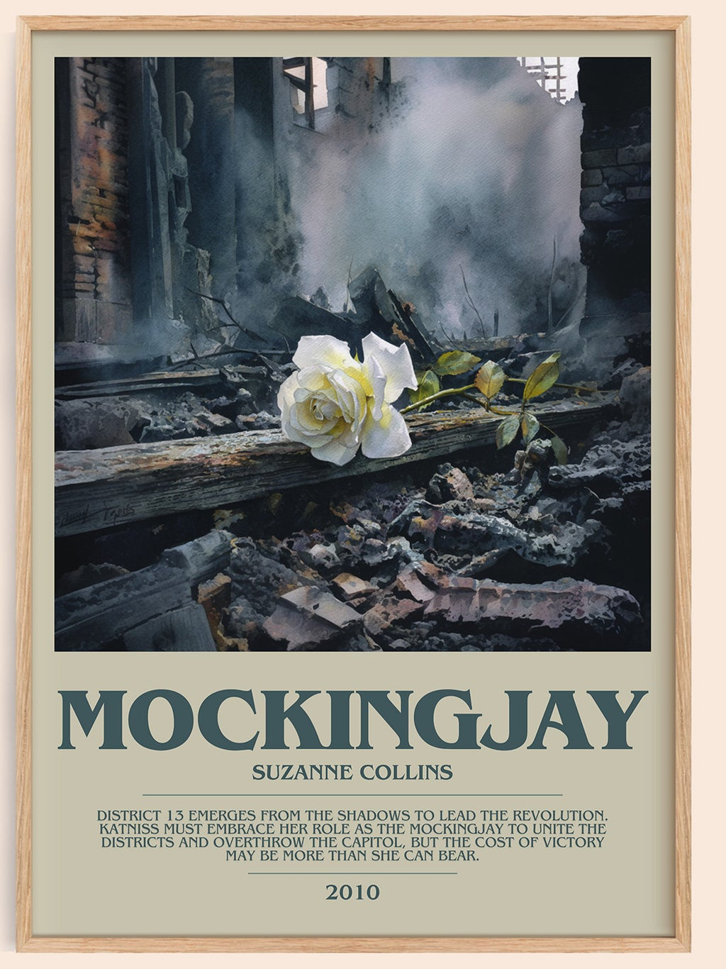 Mockingjay bookish book poster by Suzanne Collins – framed literary art print