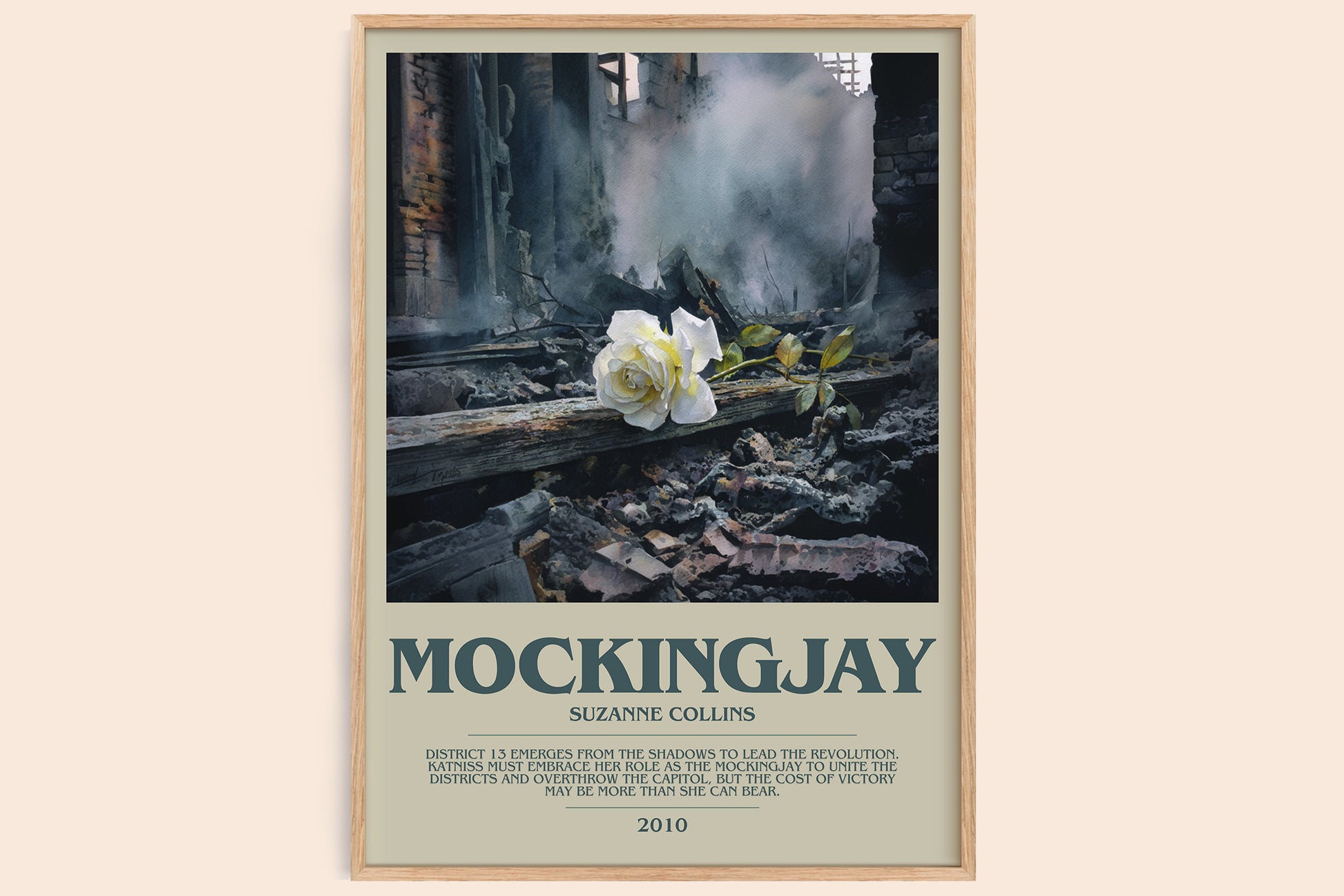 Mockingjay bookish book poster by Suzanne Collins – framed literary art print