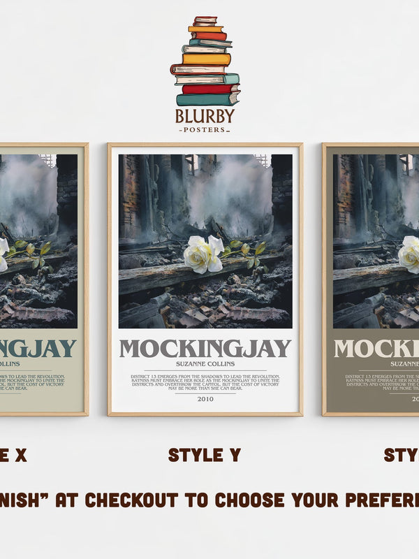 Mockingjay bookish print in frame leaning in hallway – dystopian wall art