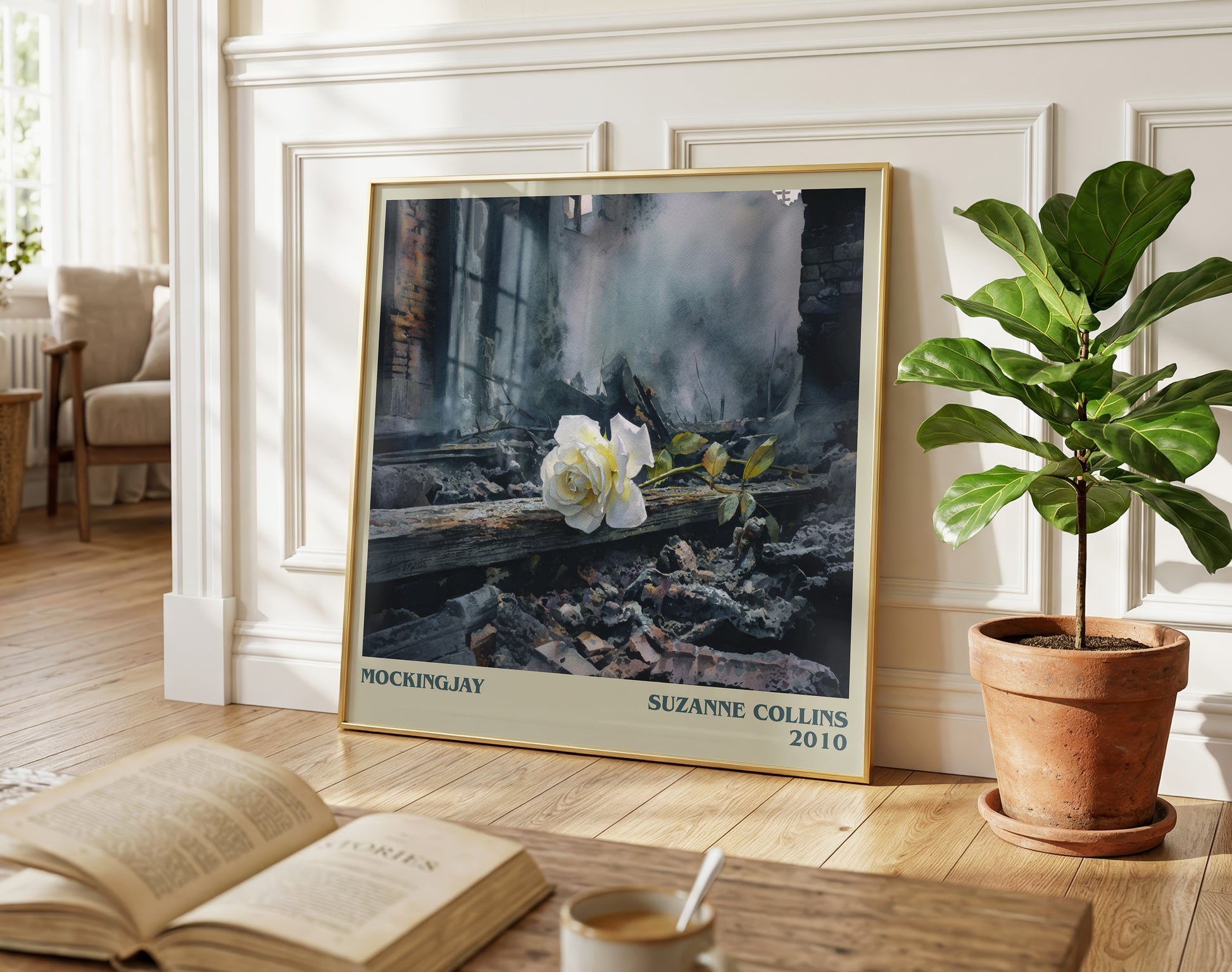 Mockingjay literary poster paired in gallery wall – literary art prints