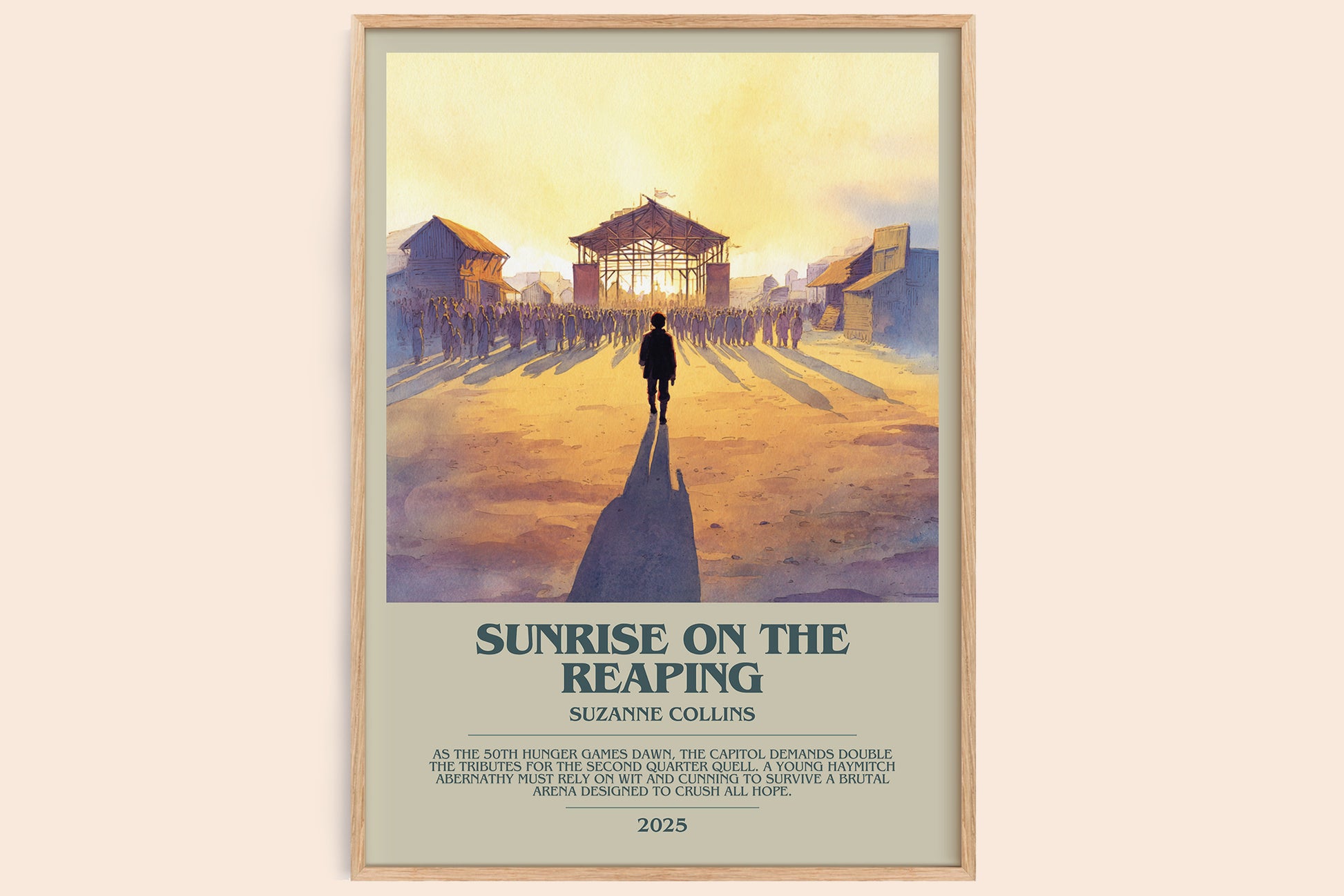 Sunrise on the Reaping bookish book poster by Suzanne Collins – framed literary art print