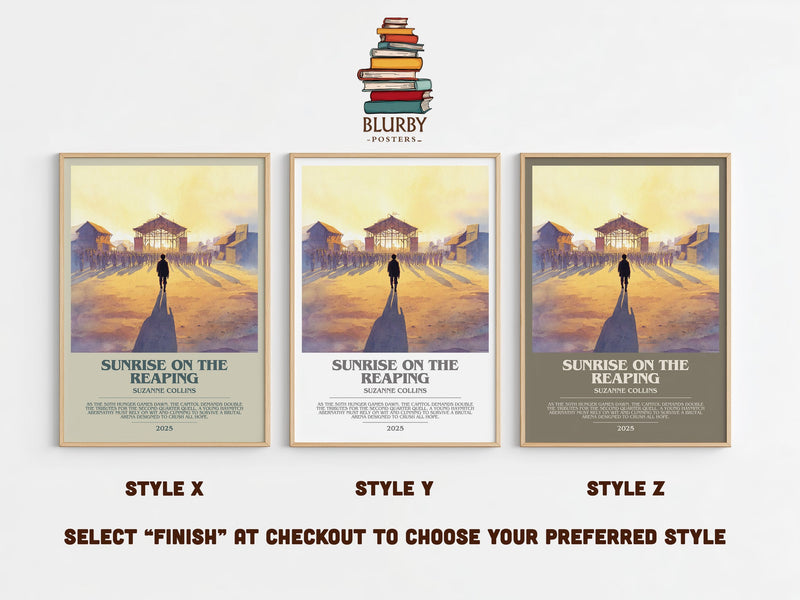 Sunrise on the Reaping bookish print in frame leaning in hallway – dystopian wall art