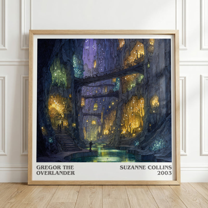 Gregor The Overlander literary print in frame leaning in hallway – dystopian wall art