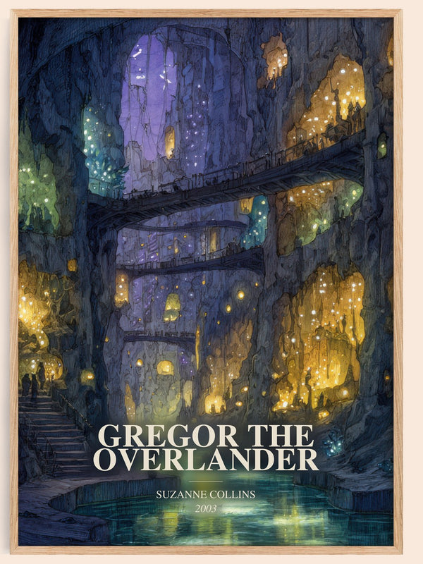 Gregor The Overlander watercolour book poster by Suzanne Collins – framed literary art print