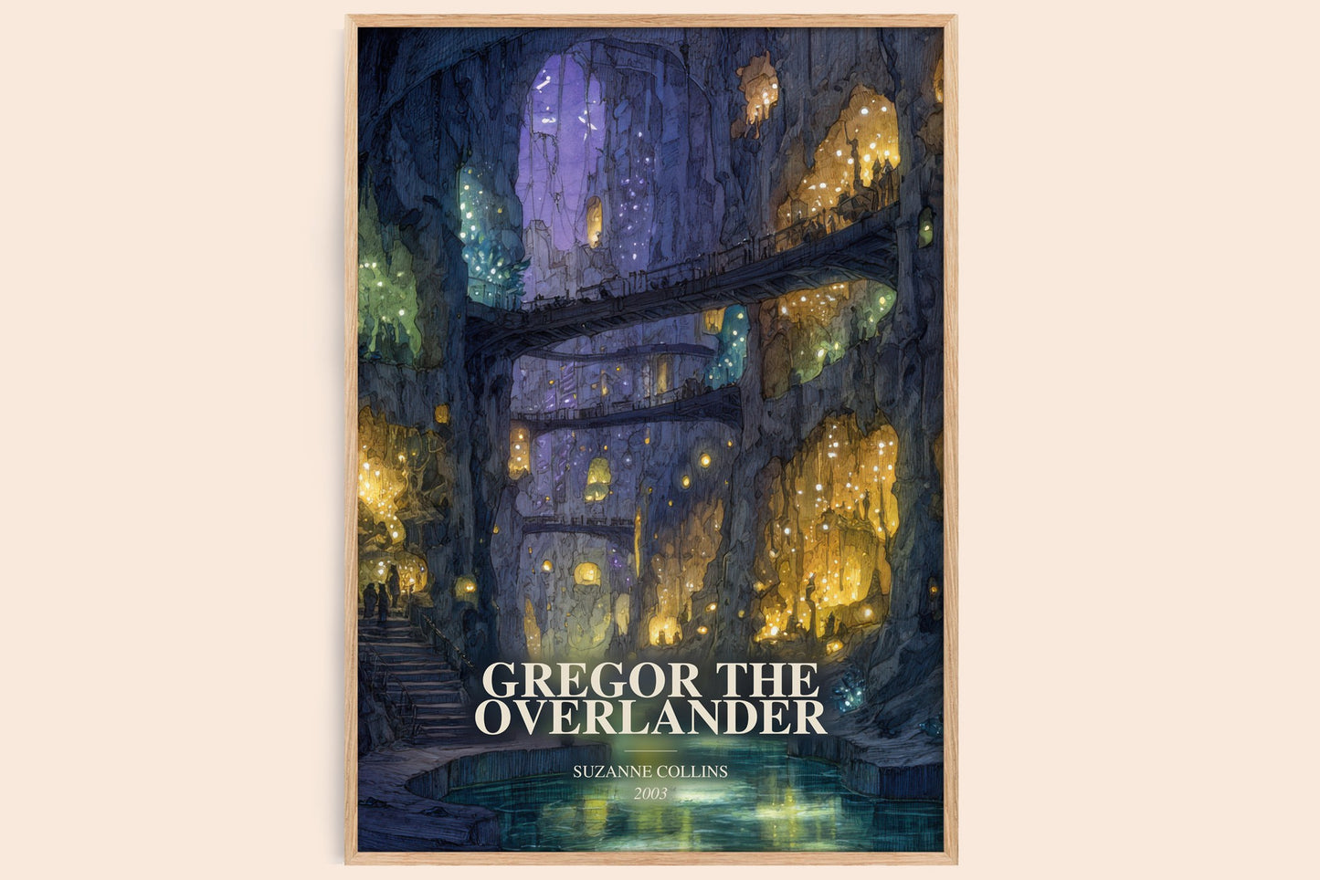 Gregor The Overlander watercolour book poster by Suzanne Collins – framed literary art print