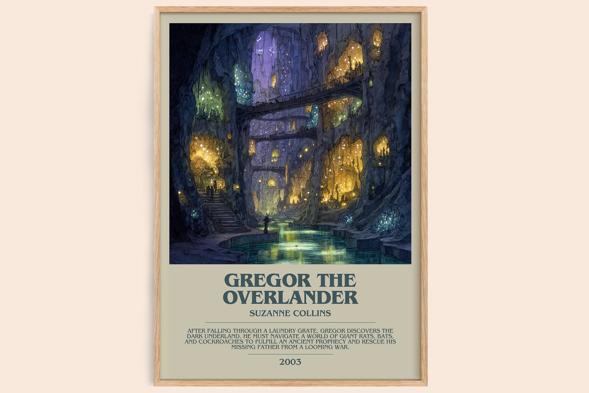 Gregor The Overlander bookish book poster by Suzanne Collins – framed literary art print