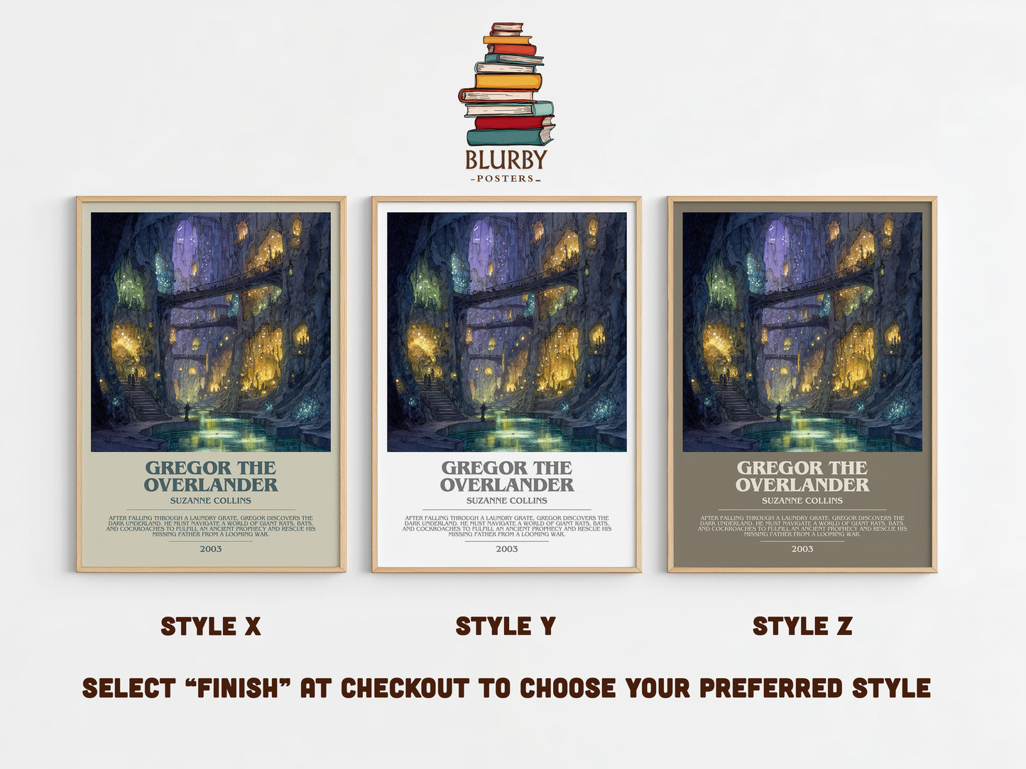 Gregor The Overlander bookish print in frame leaning in hallway – dystopian wall art