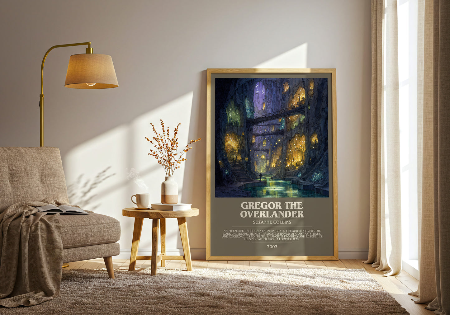 Gregor The Overlander bookish print framed by window – literary home decor