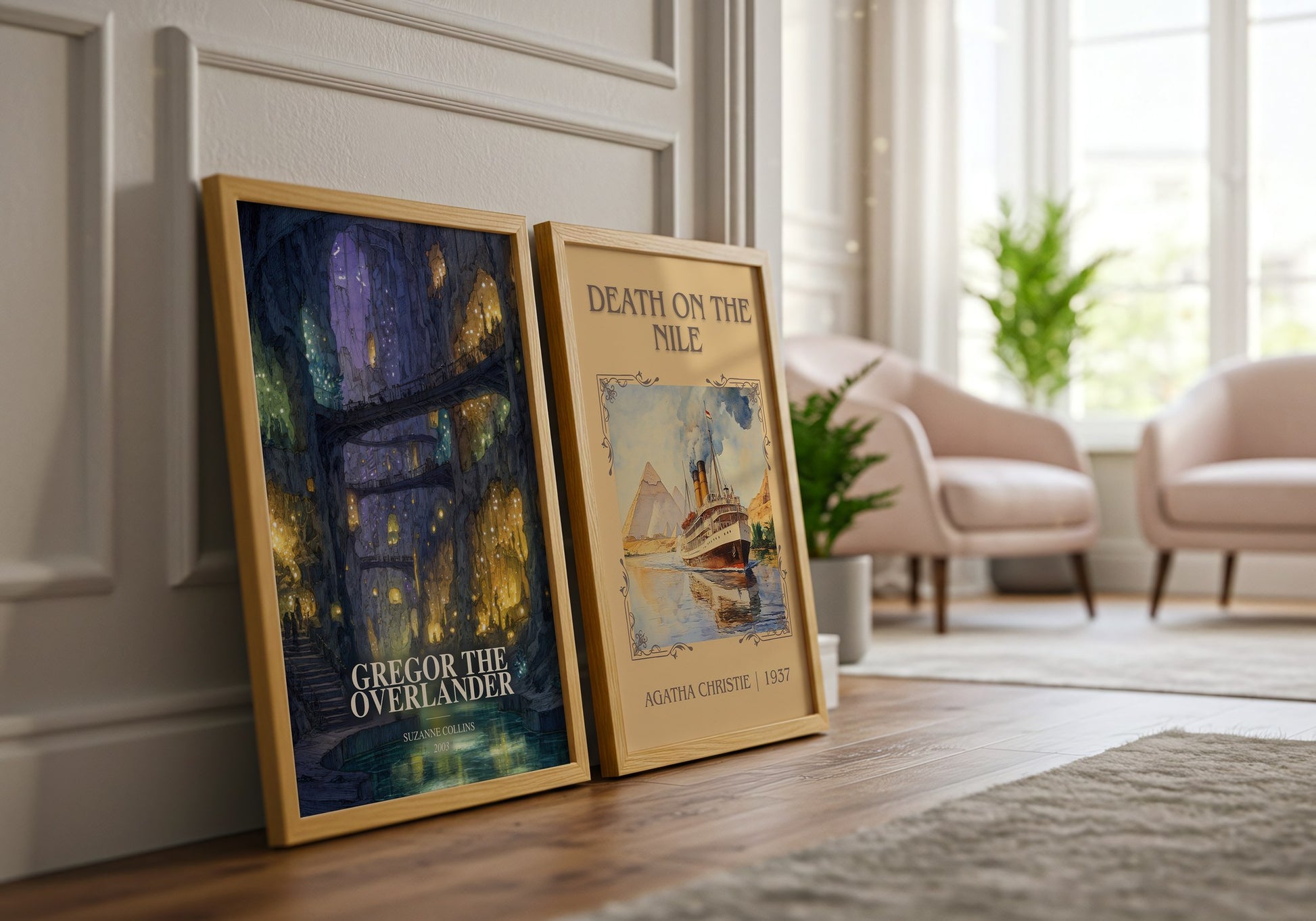 Gregor The Overlander watercolour print framed by window – literary home decor