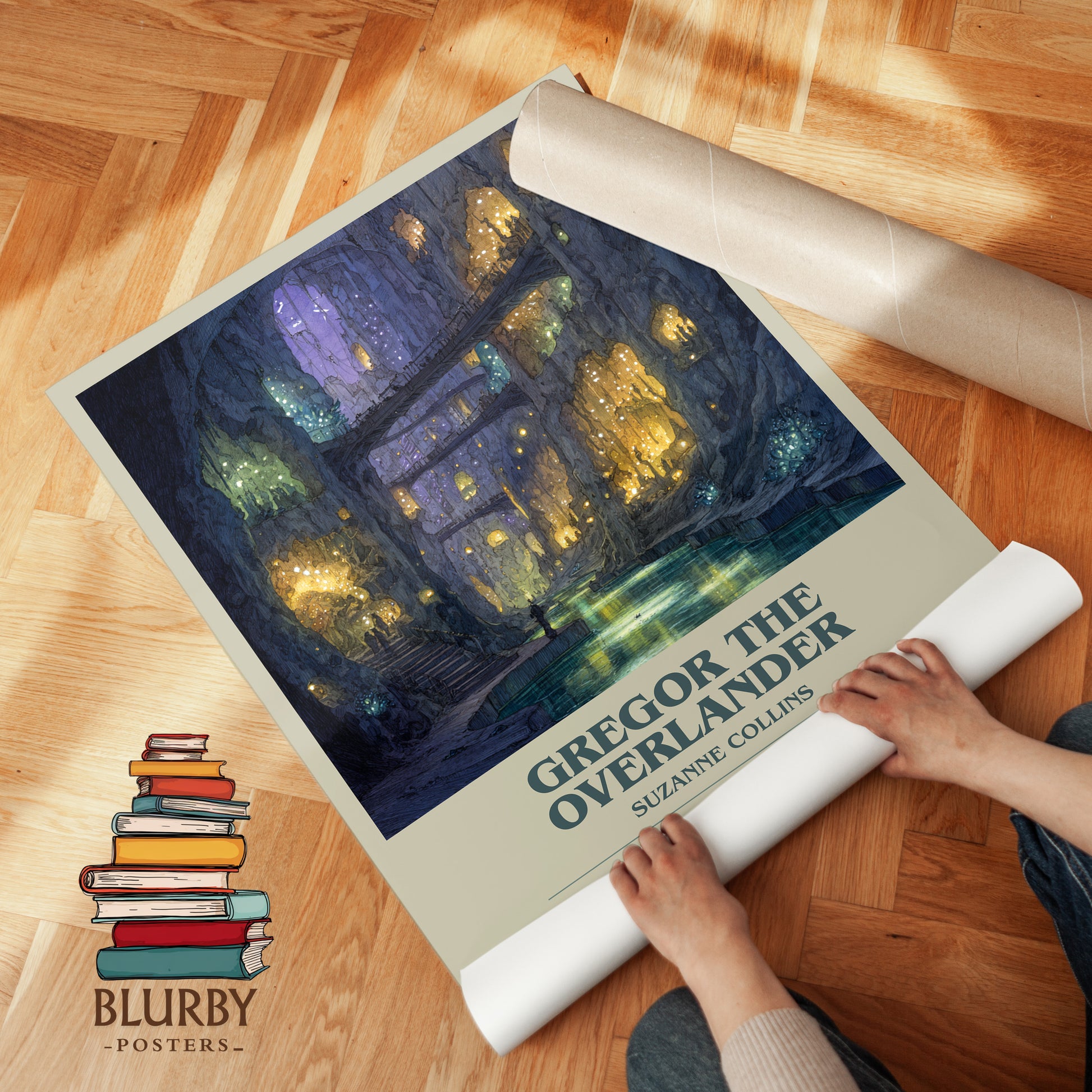 Gregor The Overlander bookish print on bookshelf – Suzanne Collins fan gift