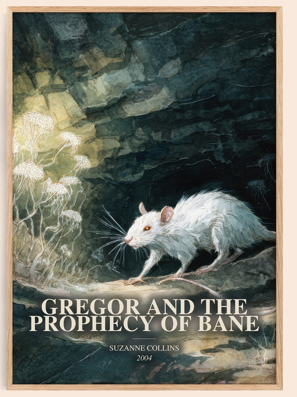 Gregor And The Prophecy Of Bane watercolour book poster by Suzanne Collins – framed literary art print