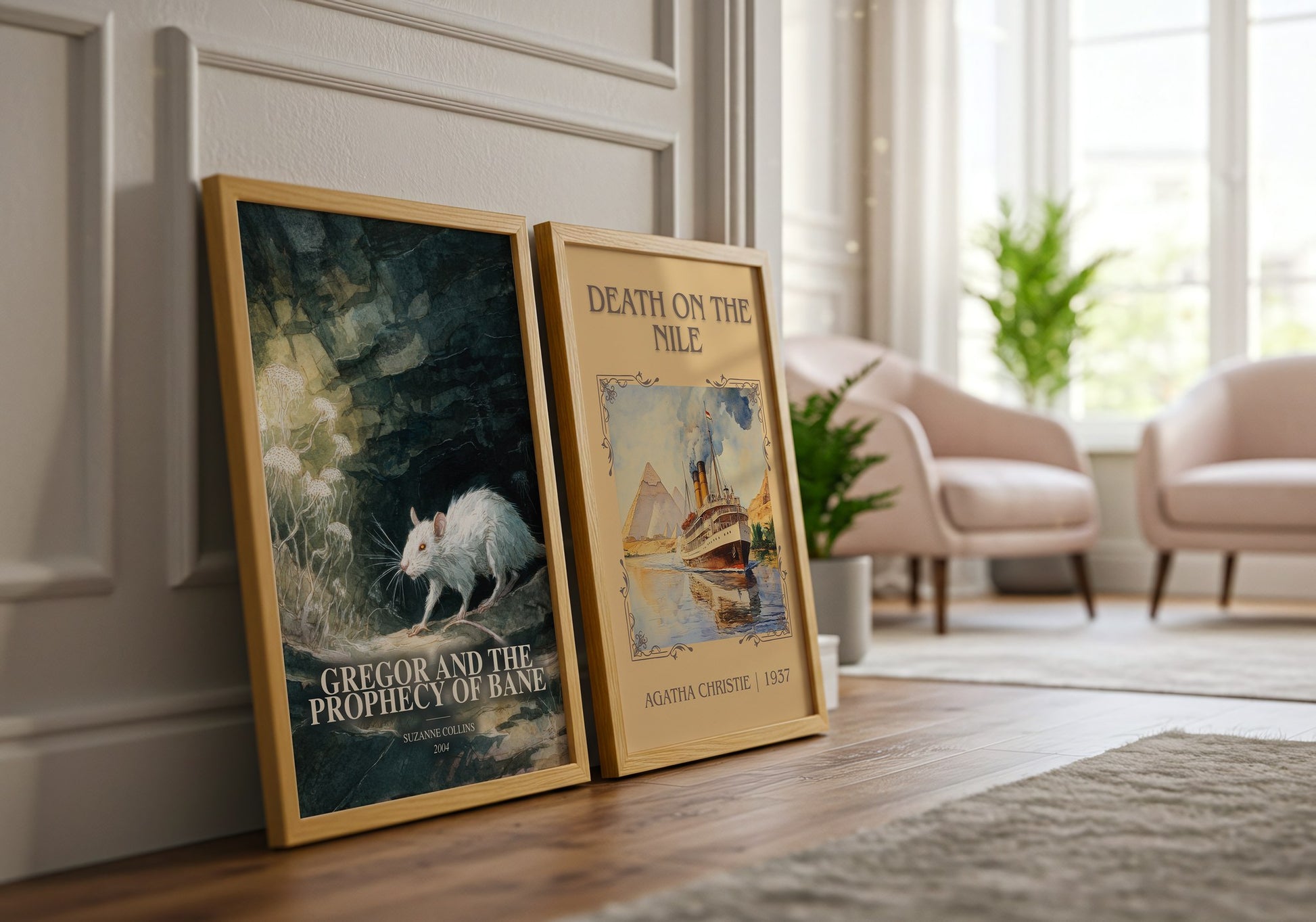 Gregor And The Prophecy Of Bane watercolour print framed by window – literary home decor