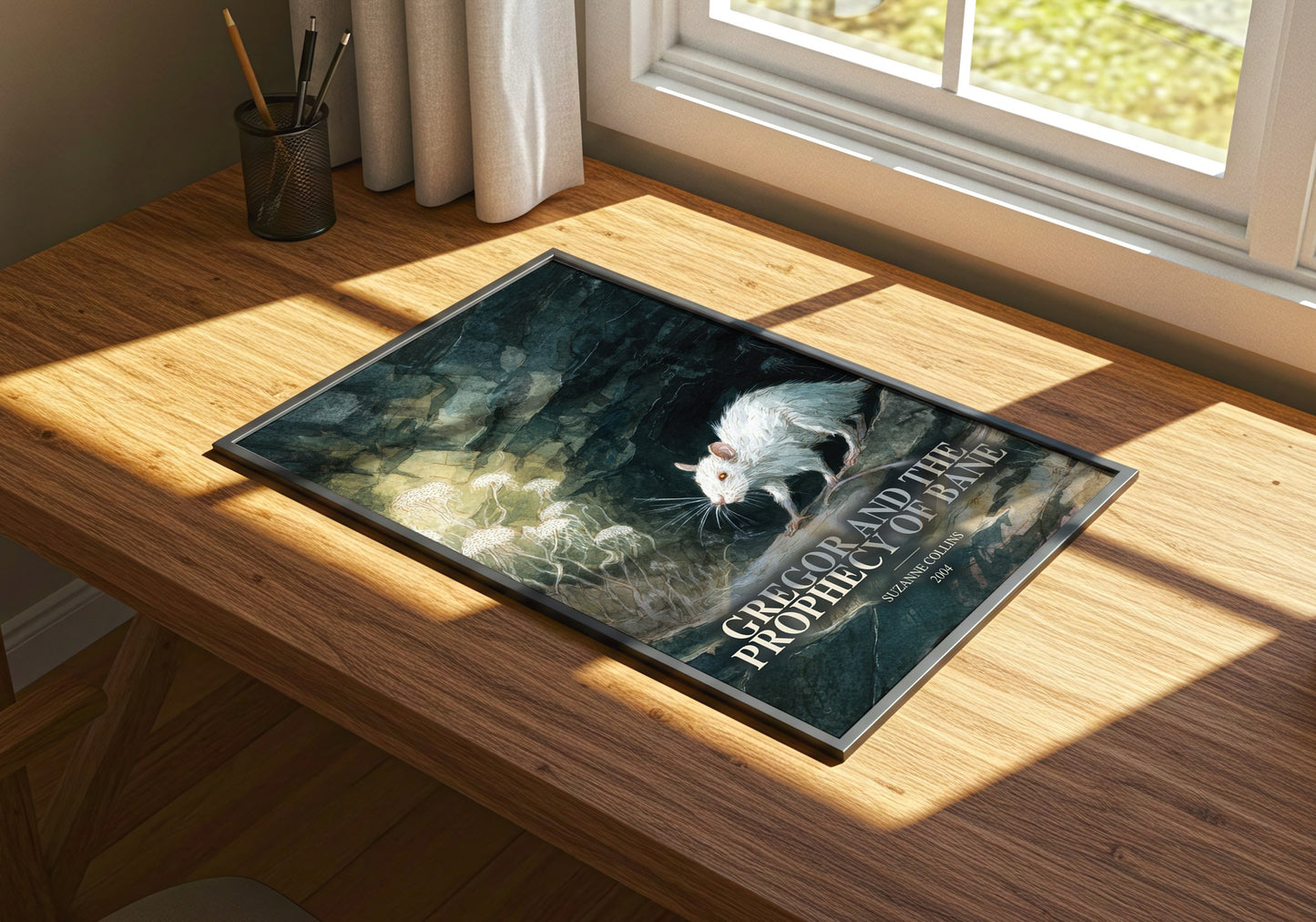 Gregor And The Prophecy Of Bane watercolour book poster framed on wall – fantasy wall art