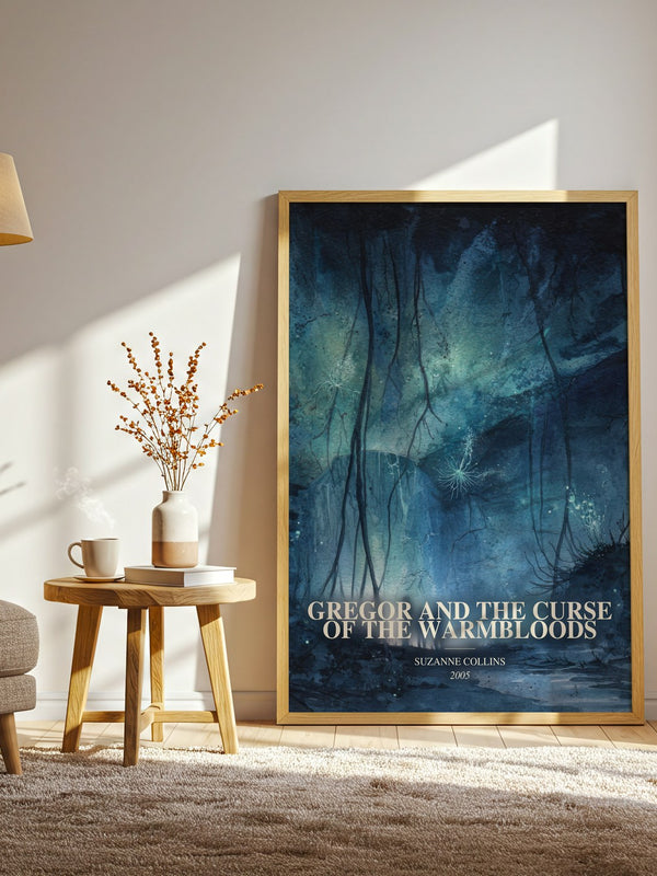 Gregor And The Curse Of The Warmbloods watercolour print in frame leaning in hallway – fantasy wall art