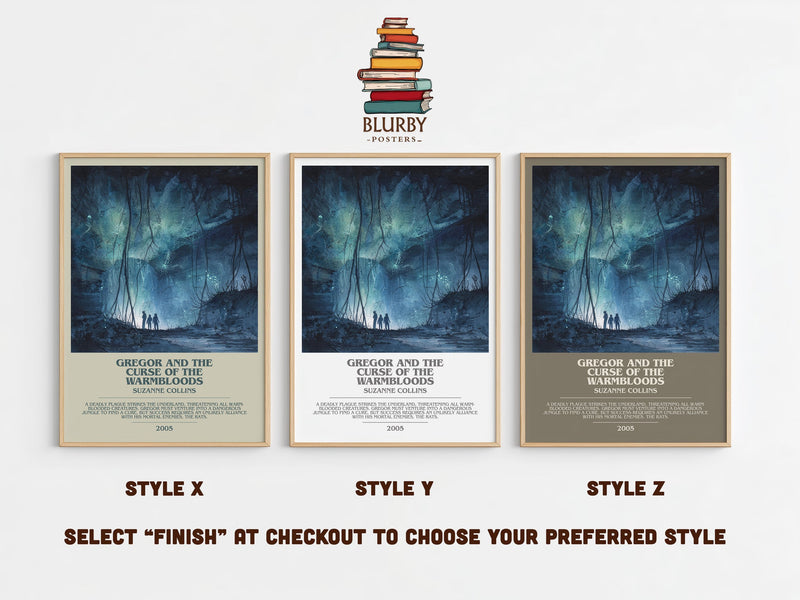 Gregor and the Curse of the Warmbloods bookish print in frame leaning in hallway – fantasy wall art