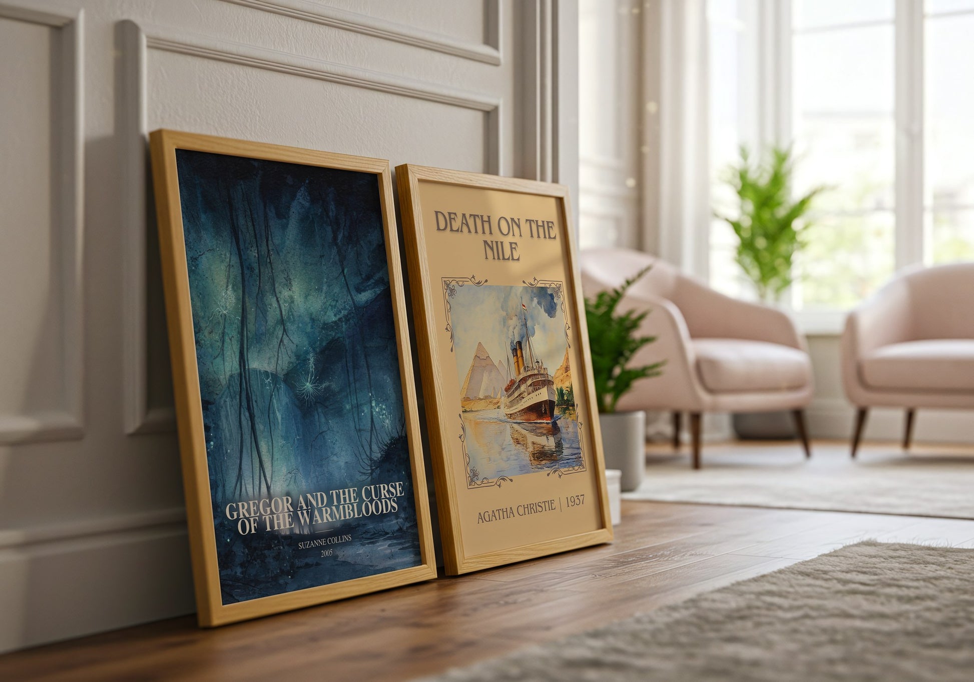 Gregor And The Curse Of The Warmbloods watercolour print framed by window – literary home decor