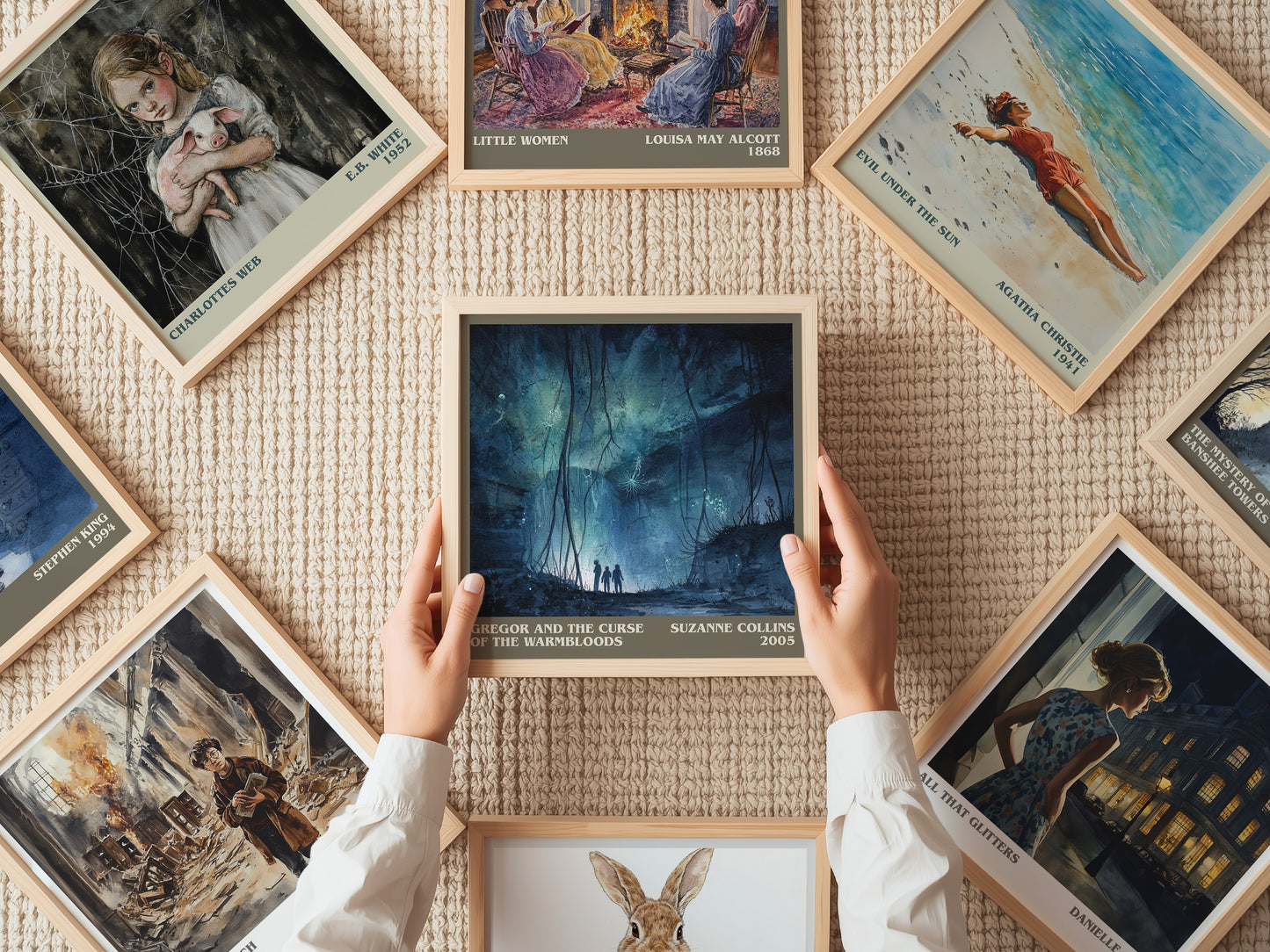 Gregor and the Curse of the Warmbloods literary print on bookshelf – Suzanne Collins fan gift