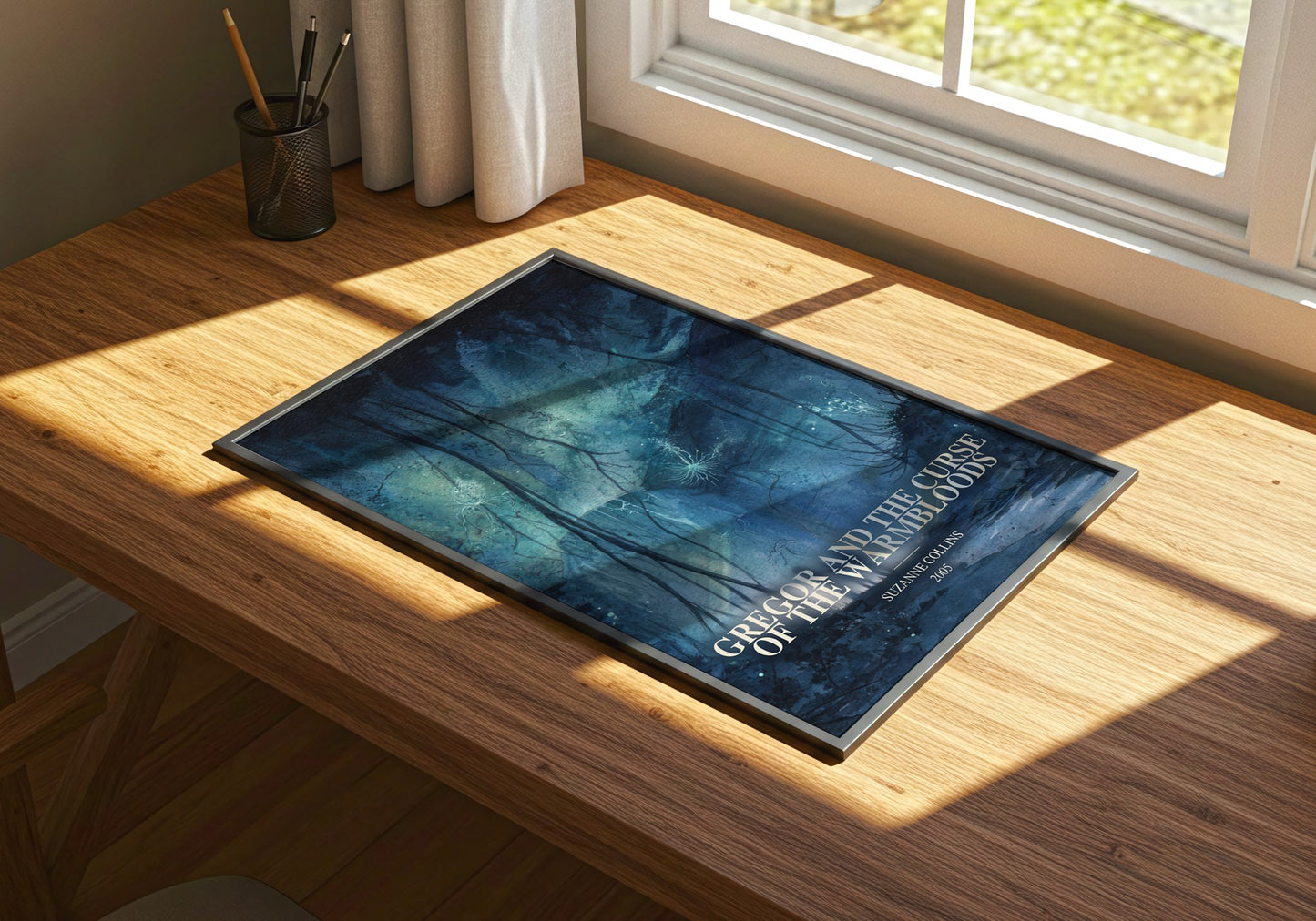 Gregor And The Curse Of The Warmbloods watercolour book poster framed on wall – fantasy wall art