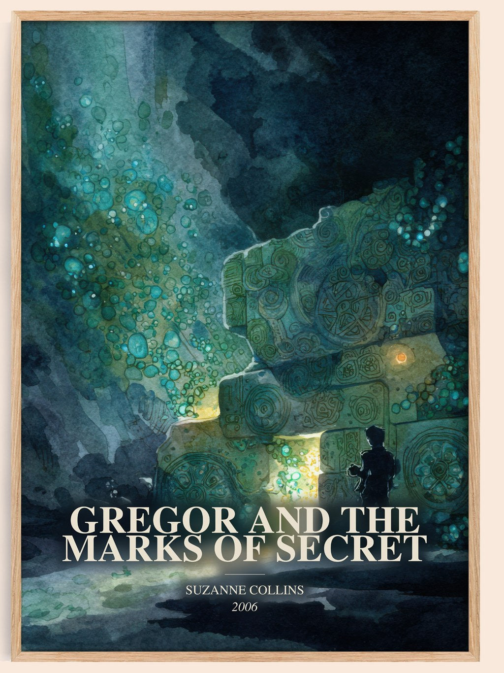 Gregor And The Marks Of Secret watercolour book poster by Suzanne Collins – framed literary art print