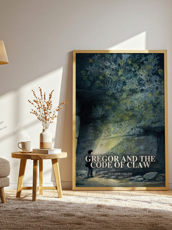 Gregor And The Code Of Claw watercolour print in frame leaning in hallway – fantasy wall art
