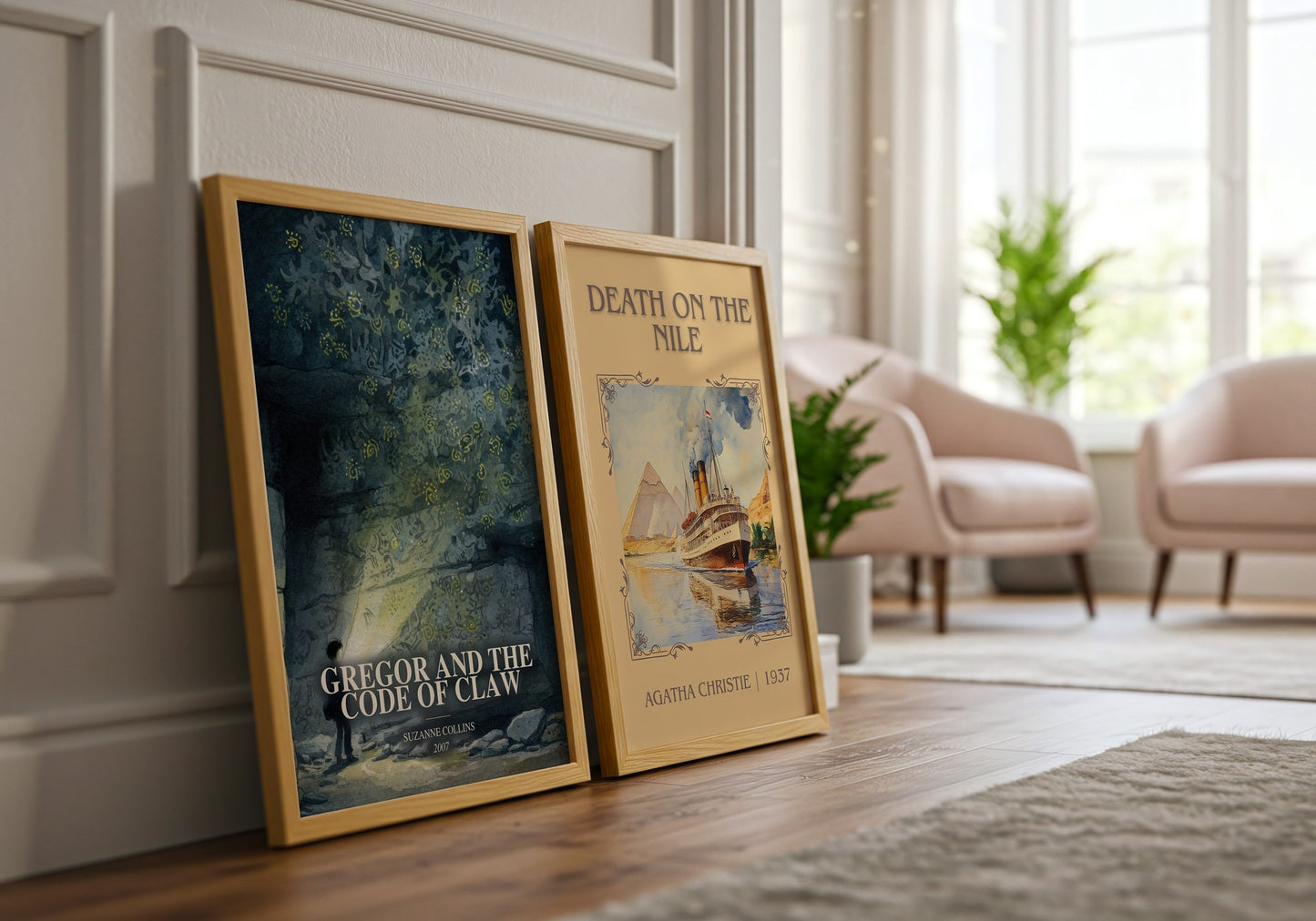 Gregor And The Code Of Claw watercolour print framed by window – literary home decor