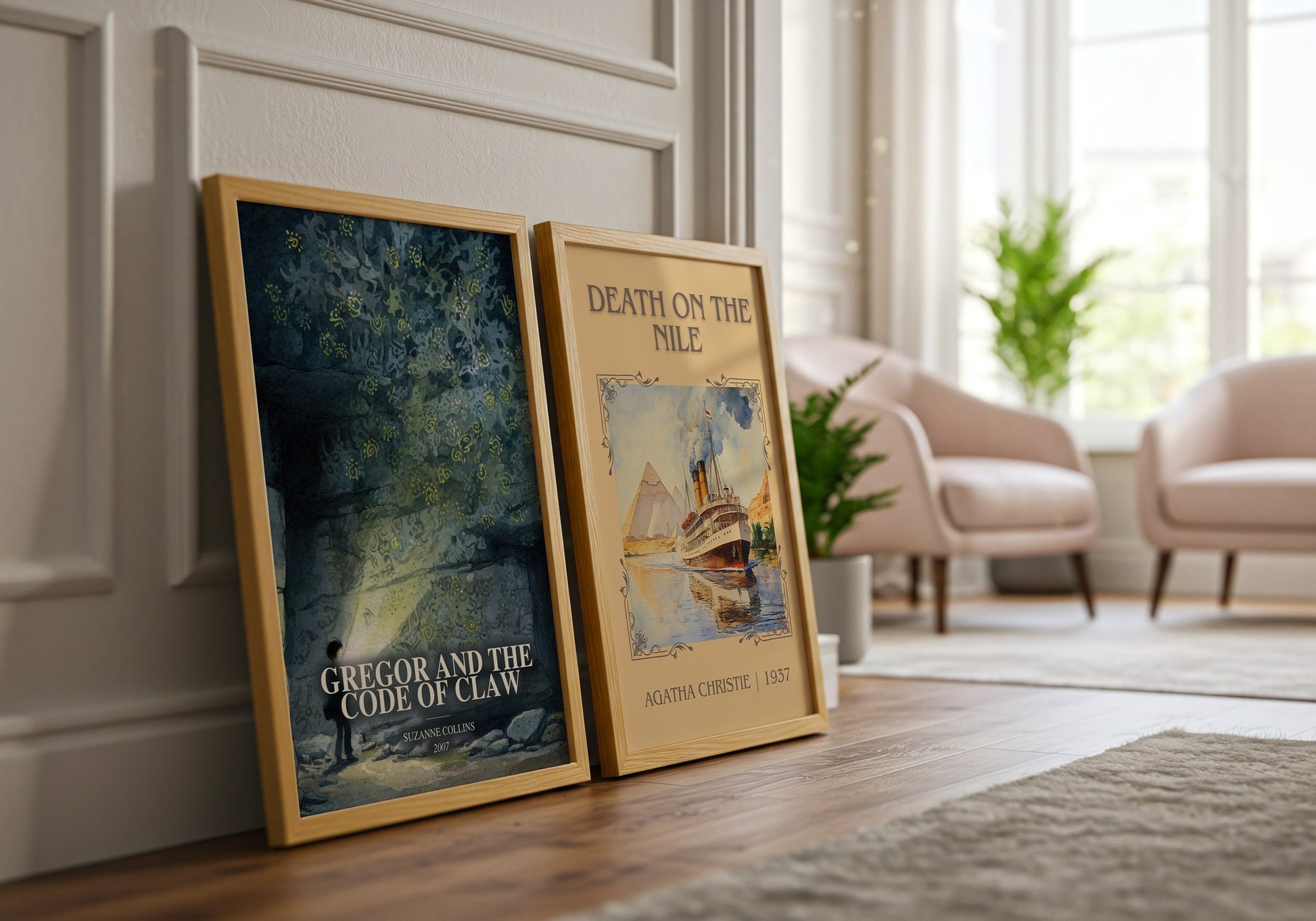 Gregor And The Code Of Claw watercolour print framed by window – literary home decor