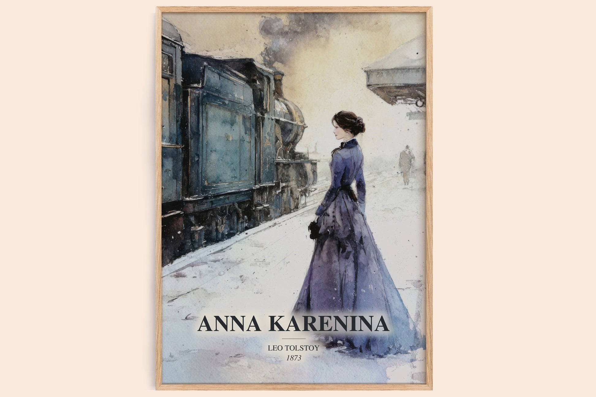 Anna Karenina watercolour book poster by Leo Tolstoy – framed literary art print
