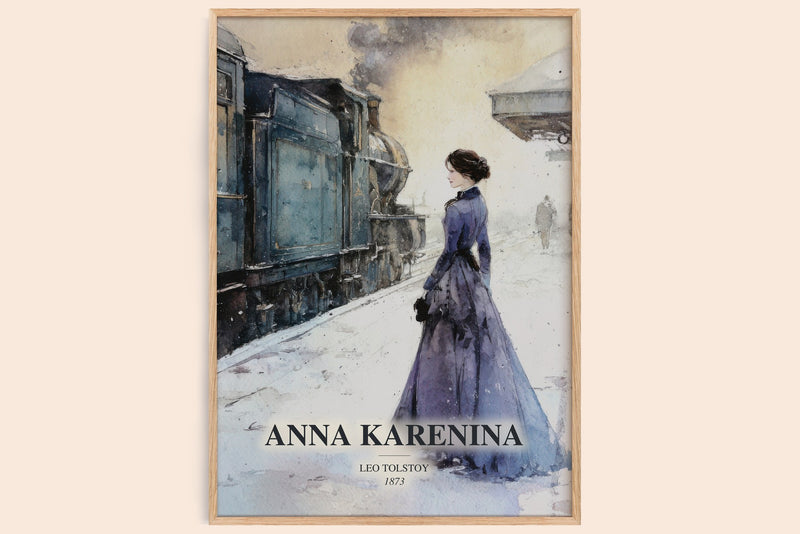 Anna Karenina watercolour book poster by Leo Tolstoy – framed literary art print