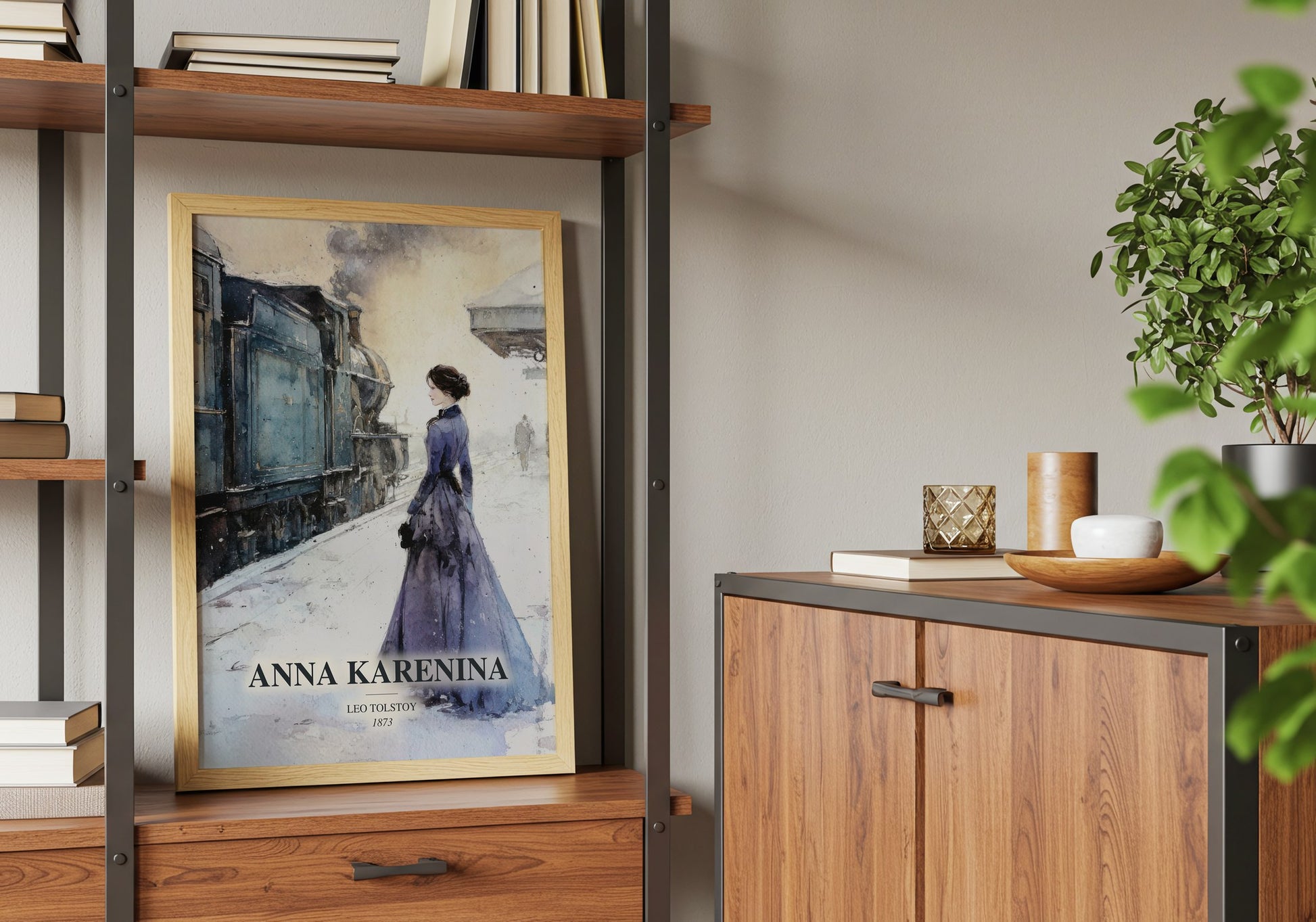 Anna Karenina book watercolour illustration paper finish options – matte satin gloss
