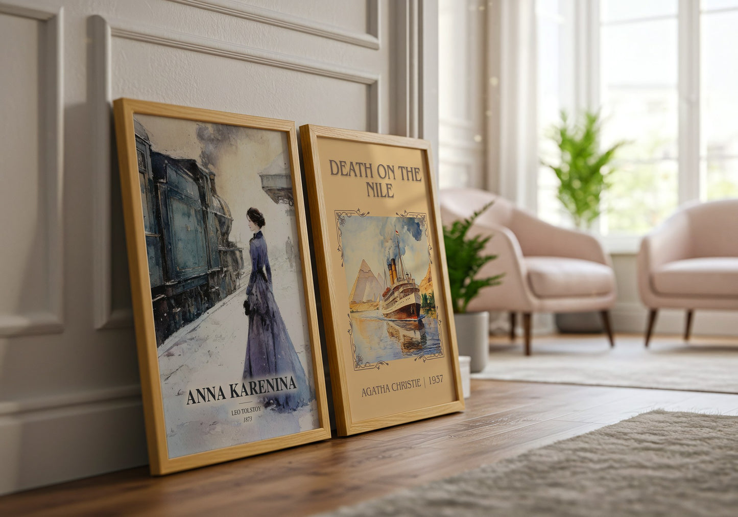 Anna Karenina watercolour print framed by window – literary home decor