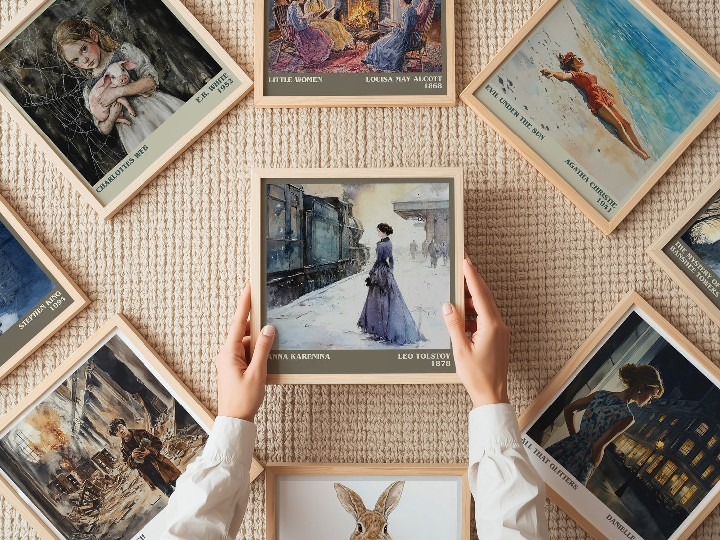 Anna Karenina literary print on bookshelf – Leo Tolstoy fan gift