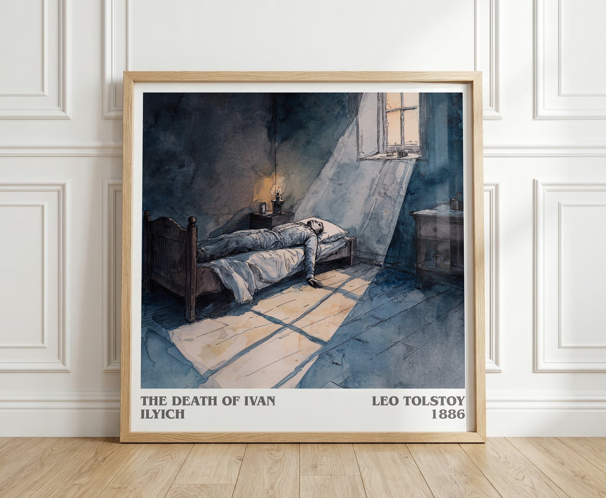 The Death Of Ivan Ilyich literary print in frame leaning in hallway – classic literature wall art
