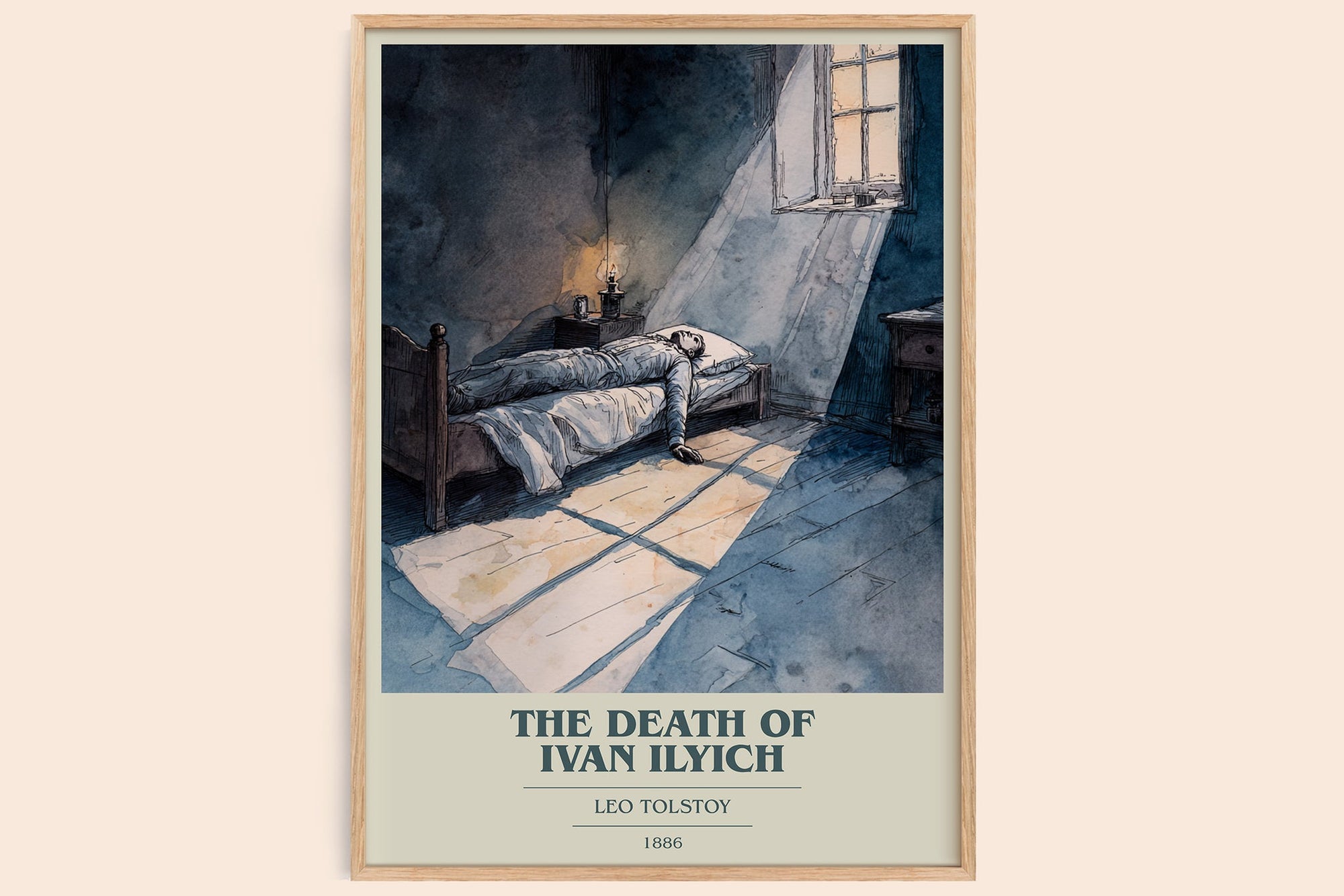 The Death Of Ivan Ilyich book cover book poster by Leo Tolstoy – framed literary art print