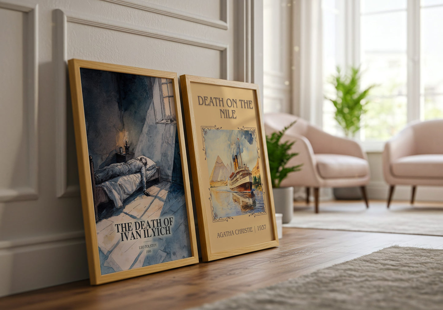 The Death Of Ivan Ilyich watercolour print framed by window – literary home decor