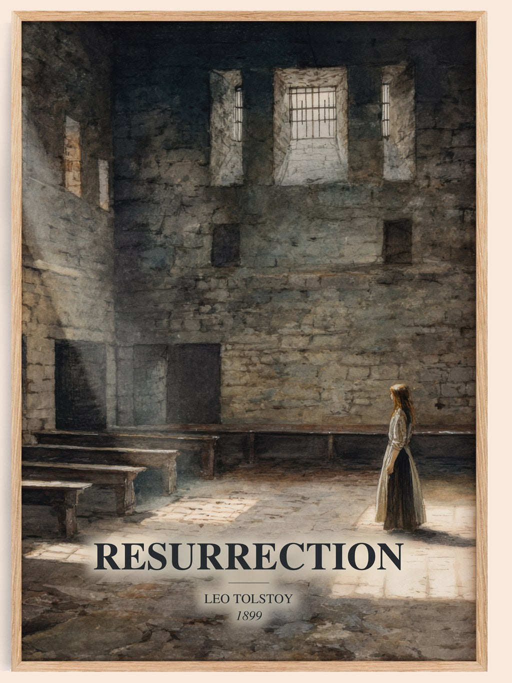 Resurrection watercolour book poster by Leo Tolstoy – framed literary art print