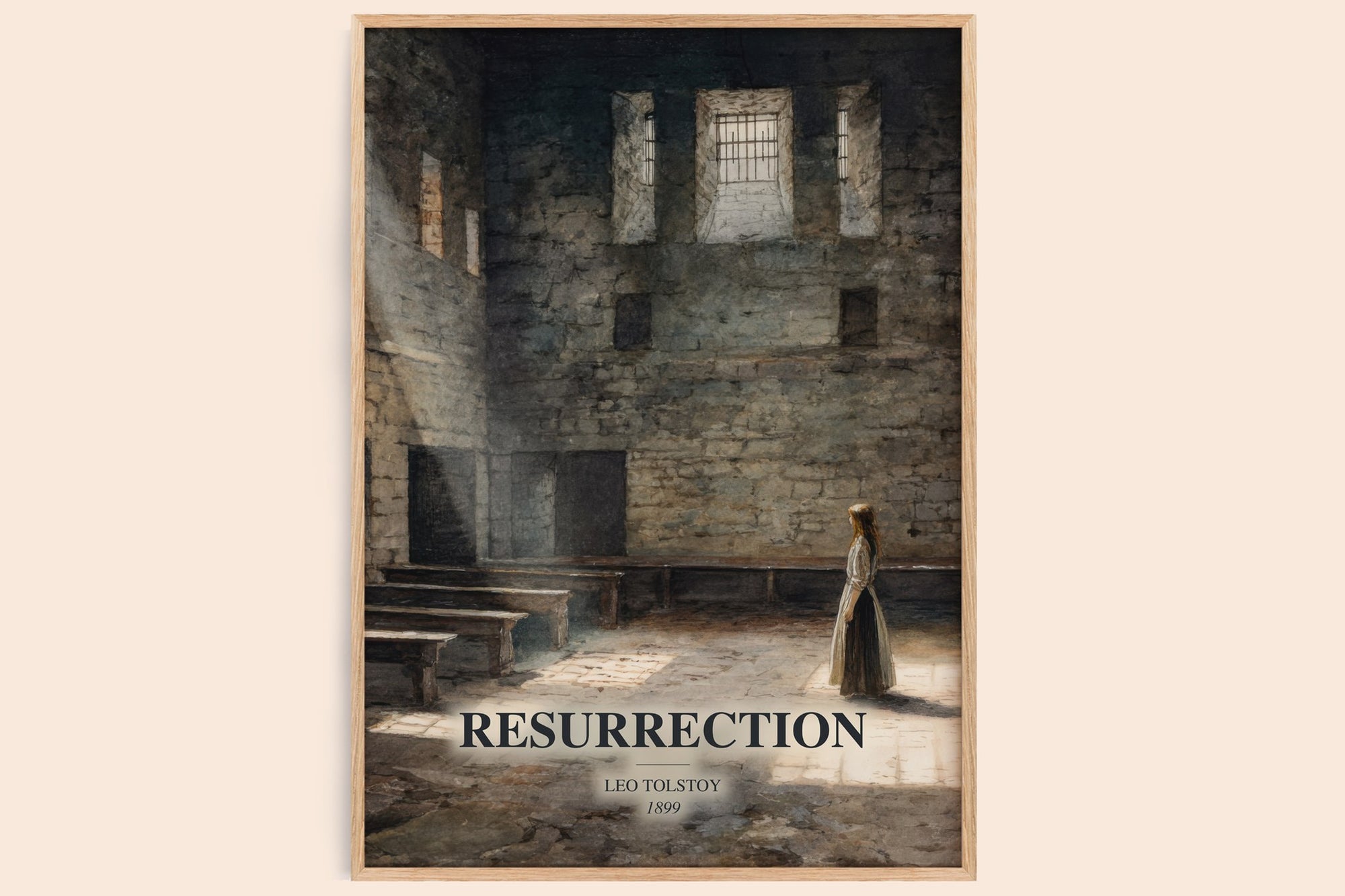 Resurrection watercolour book poster by Leo Tolstoy – framed literary art print