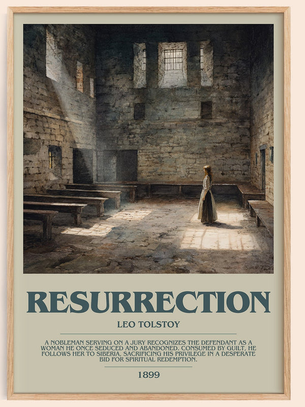 Resurrection bookish book poster by Leo Tolstoy – framed literary art print