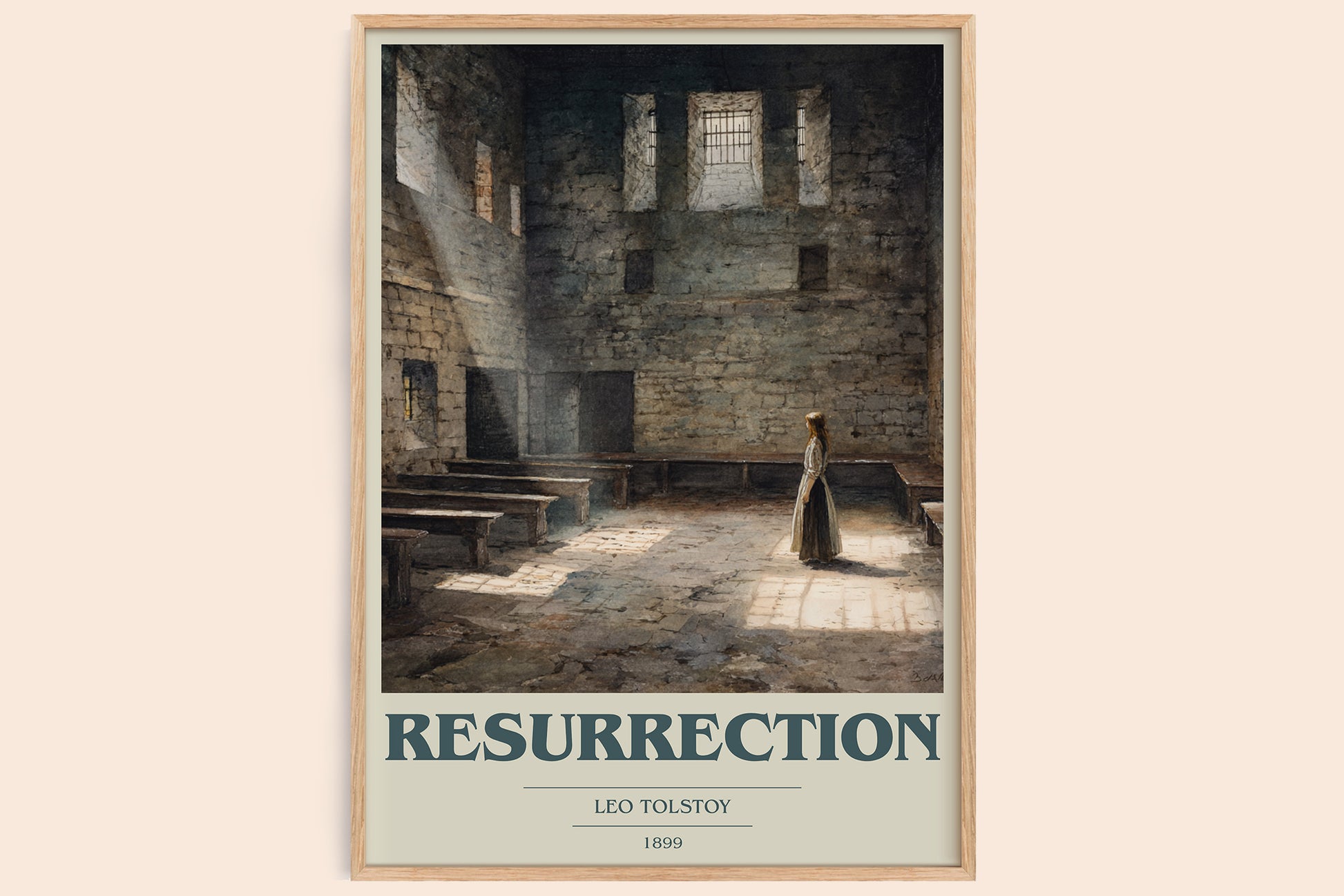 Resurrection book cover book poster by Leo Tolstoy – framed literary art print