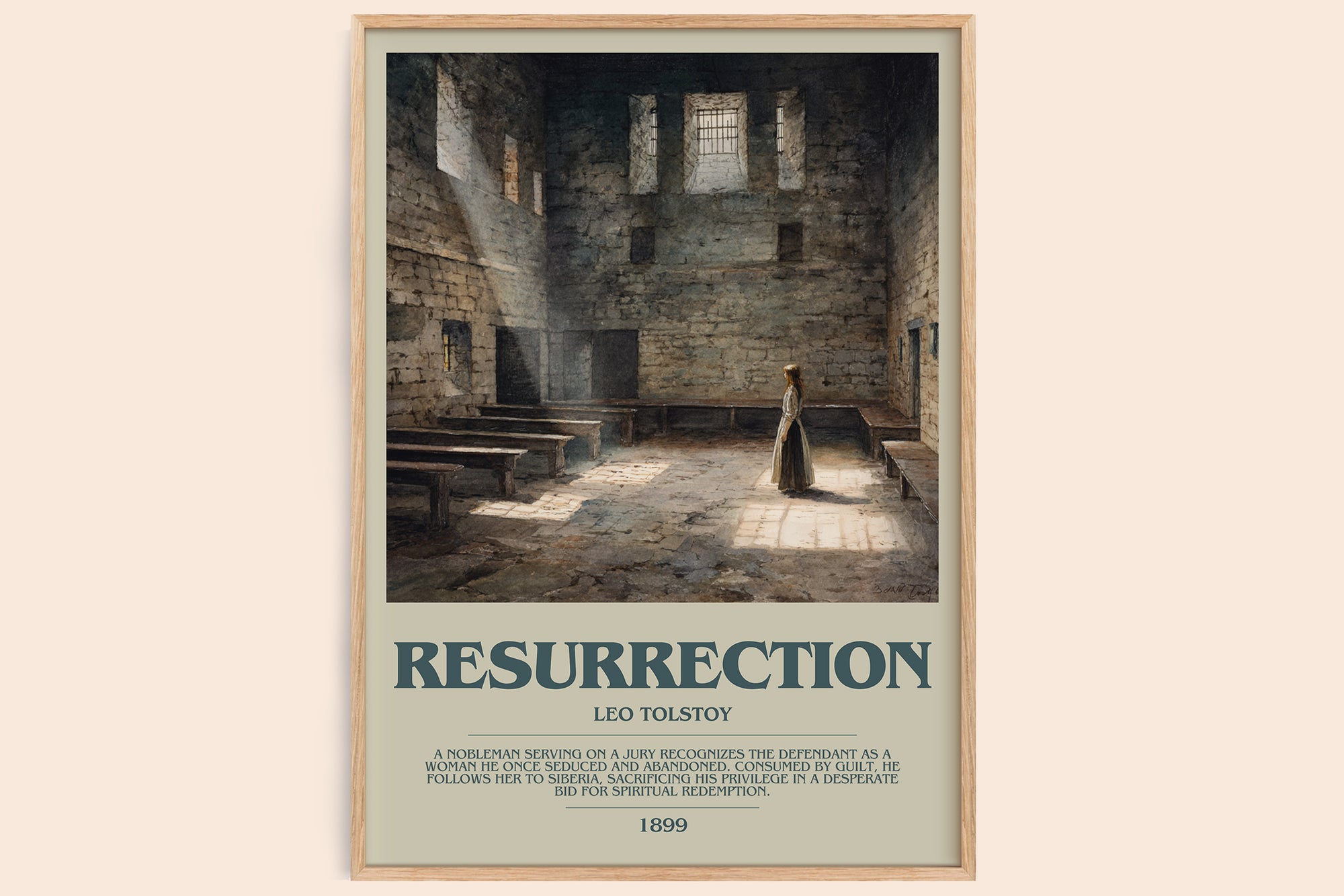 Resurrection bookish book poster by Leo Tolstoy – framed literary art print