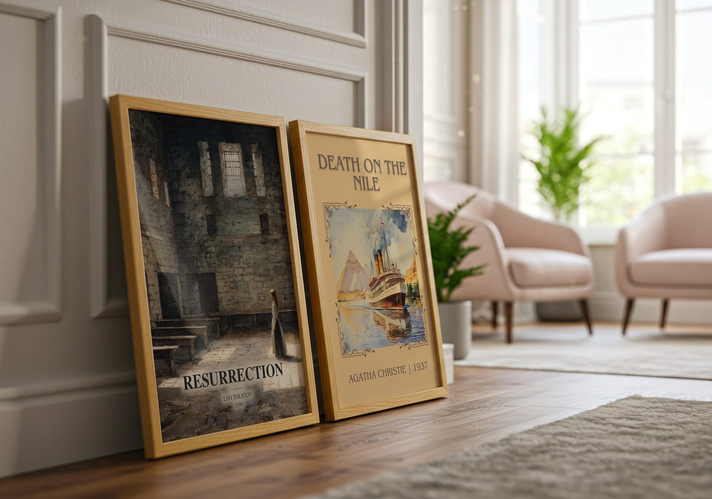Resurrection watercolour print framed by window – literary home decor