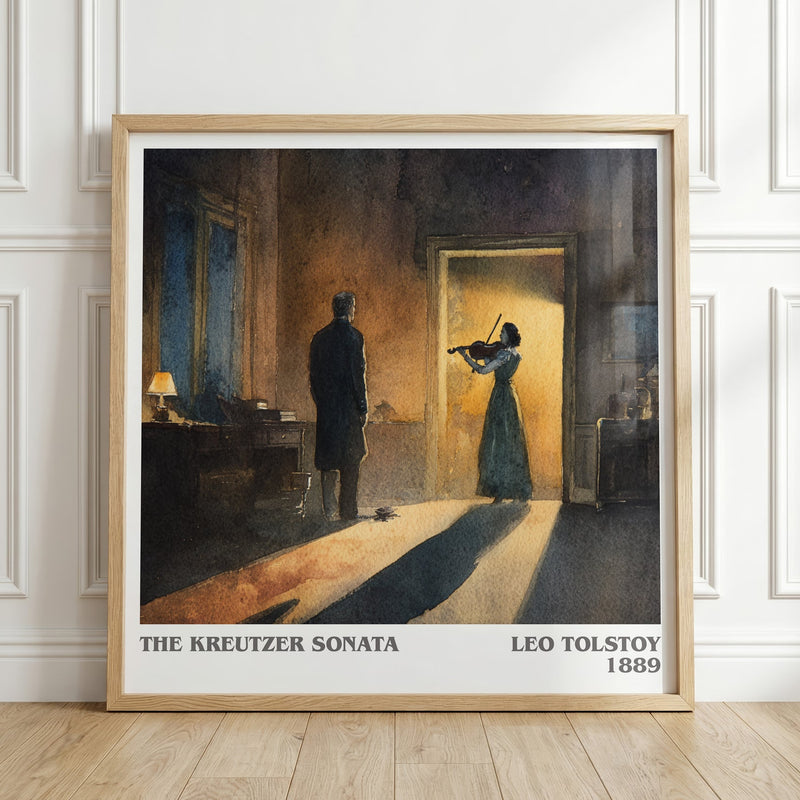 The Kreutzer Sonata literary print in frame leaning in hallway – classic literature wall art