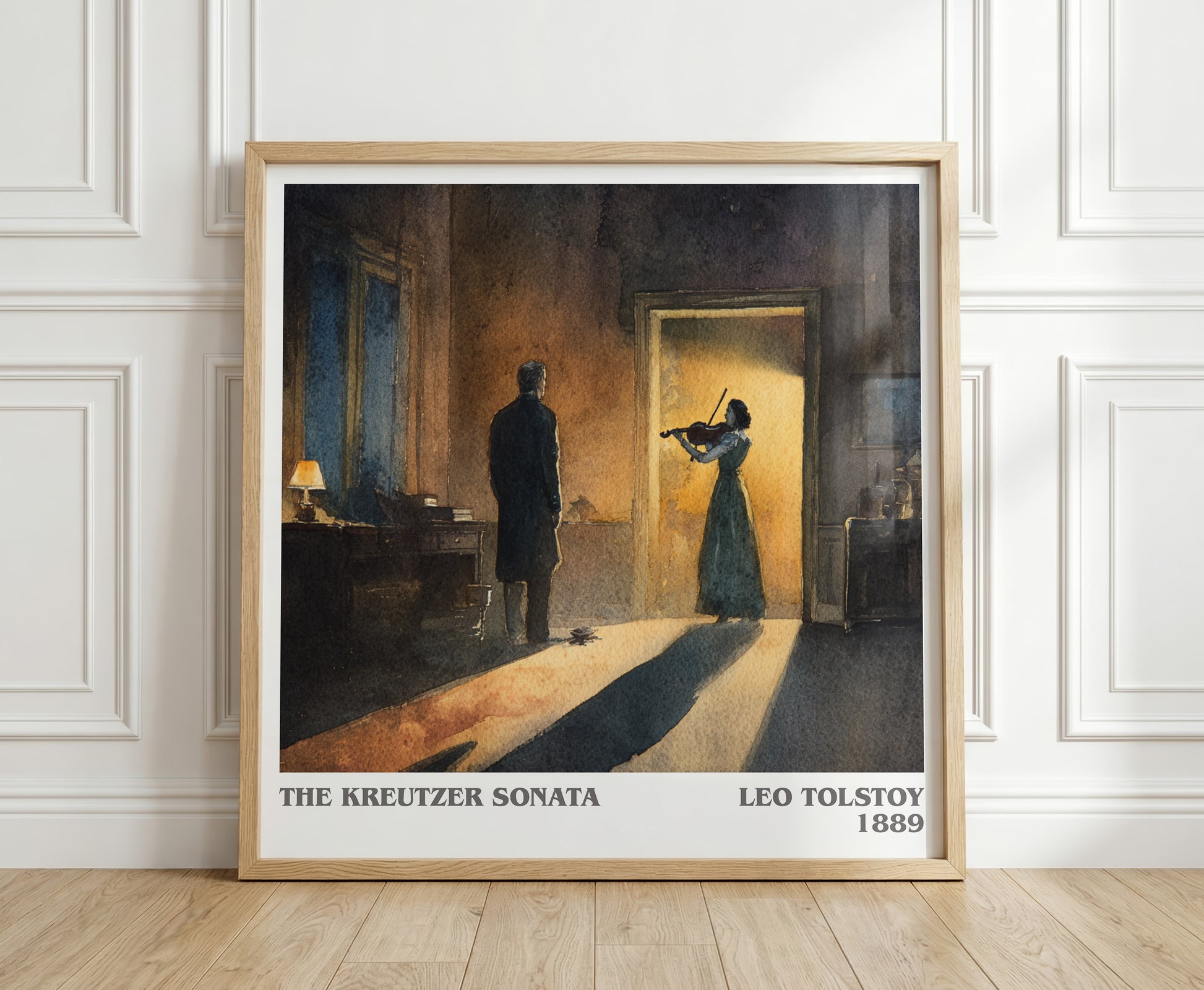 The Kreutzer Sonata literary print in frame leaning in hallway – classic literature wall art