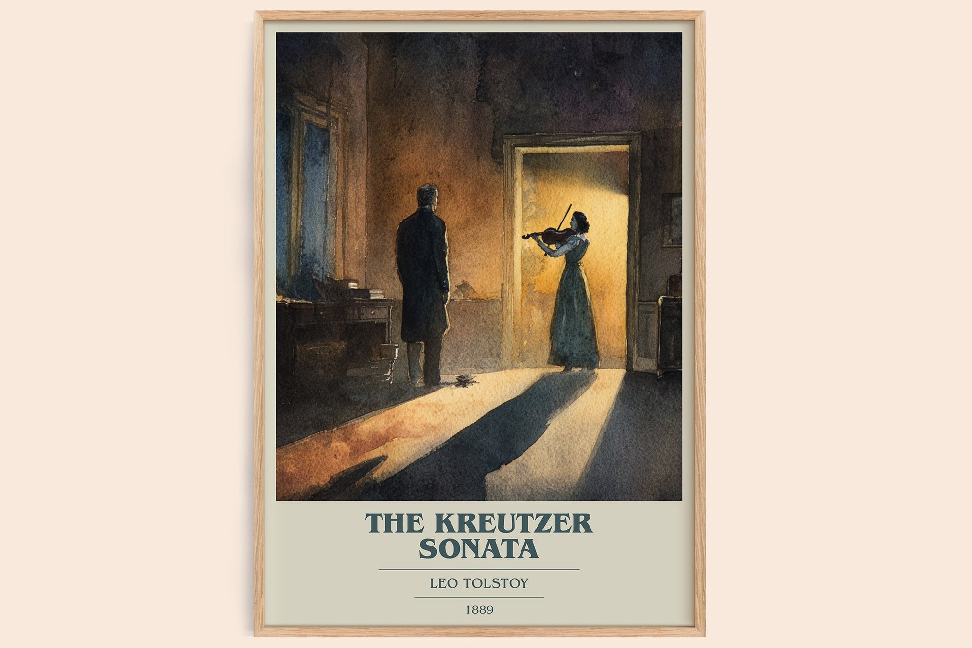 The Kreutzer Sonata book cover book poster by Leo Tolstoy – framed literary art print