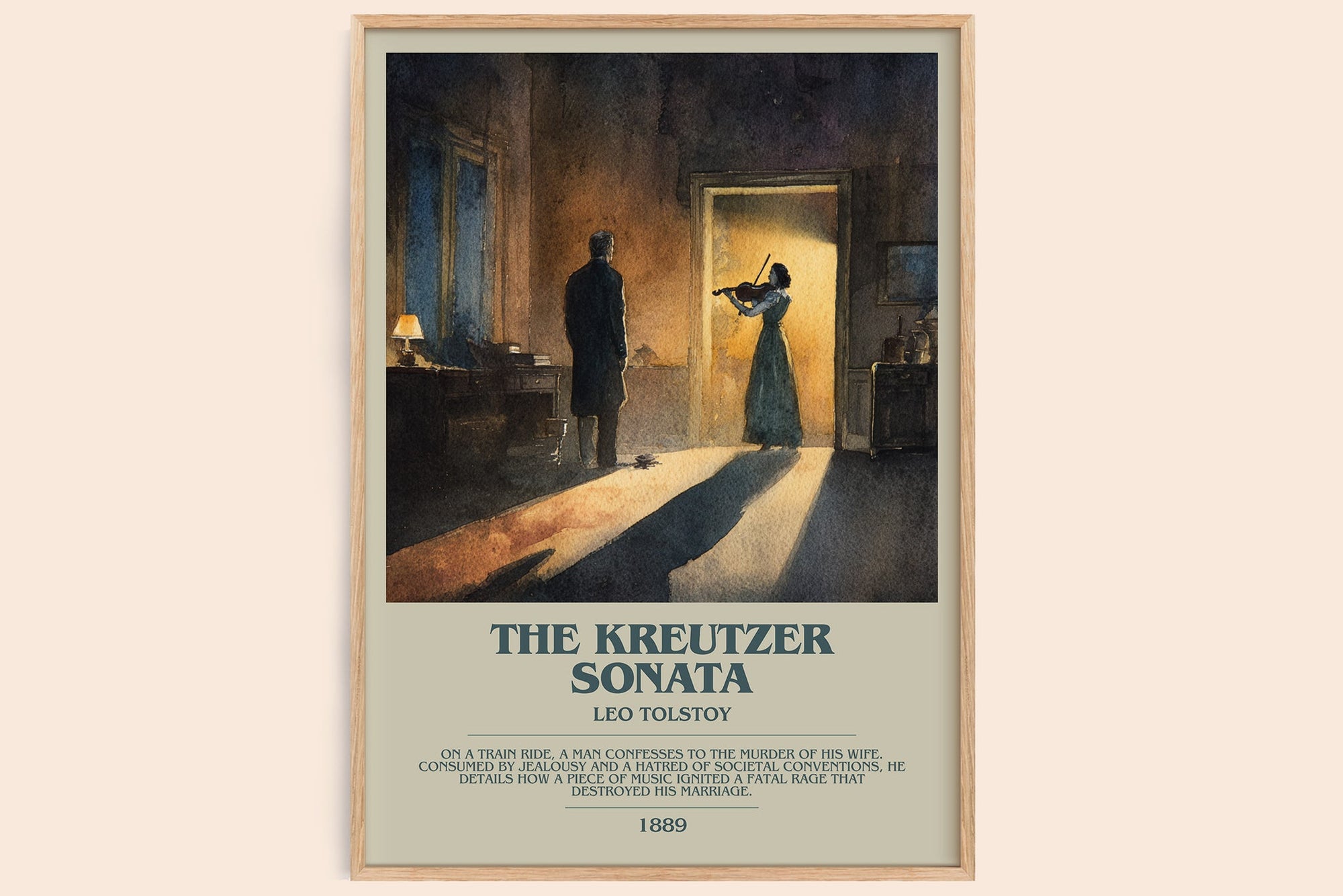 The Kreutzer Sonata bookish book poster by Leo Tolstoy – framed literary art print